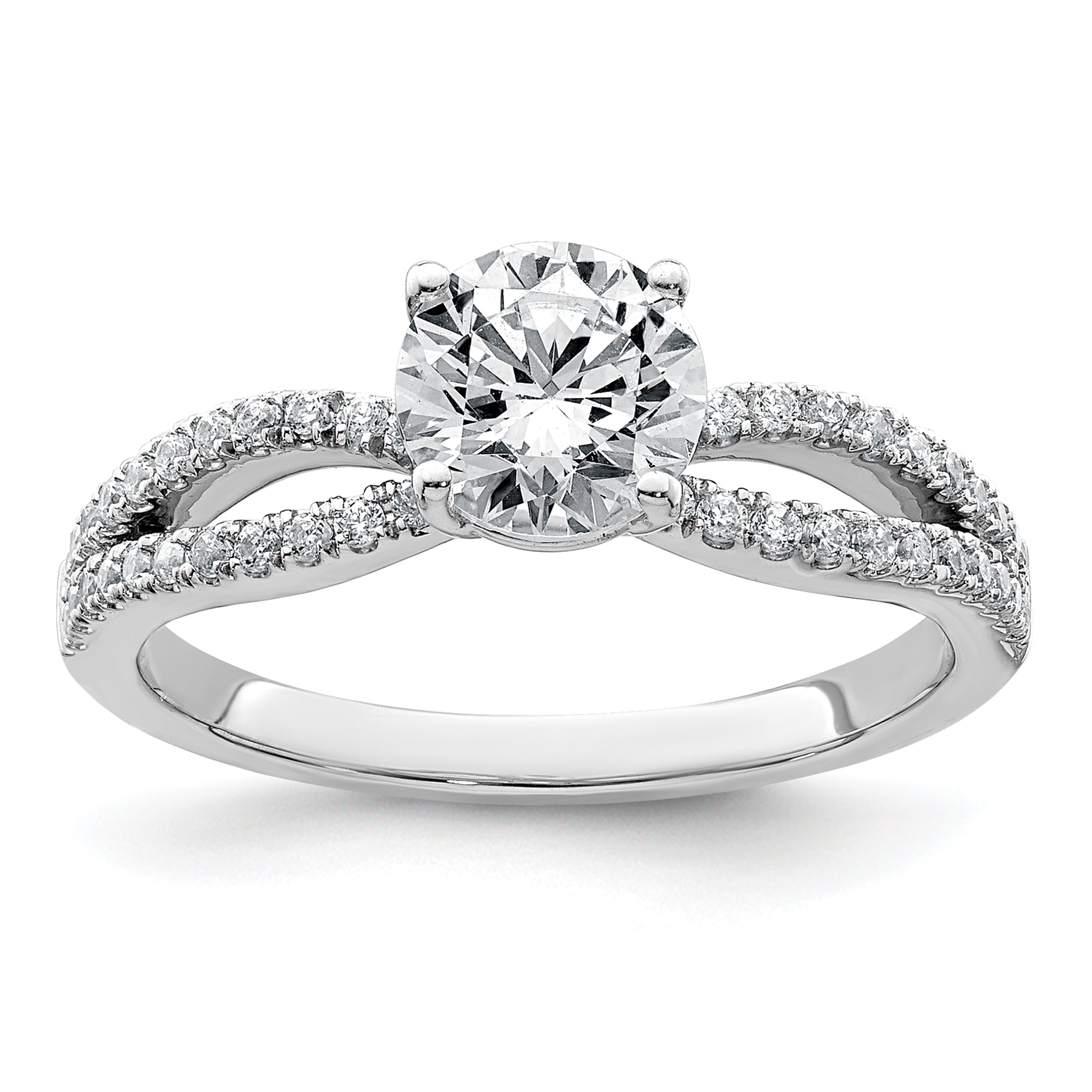 14k White Gold 1 1/4 carat Lab Grown Diamond VS+ F+ Round Complete Engagement Ring Main image