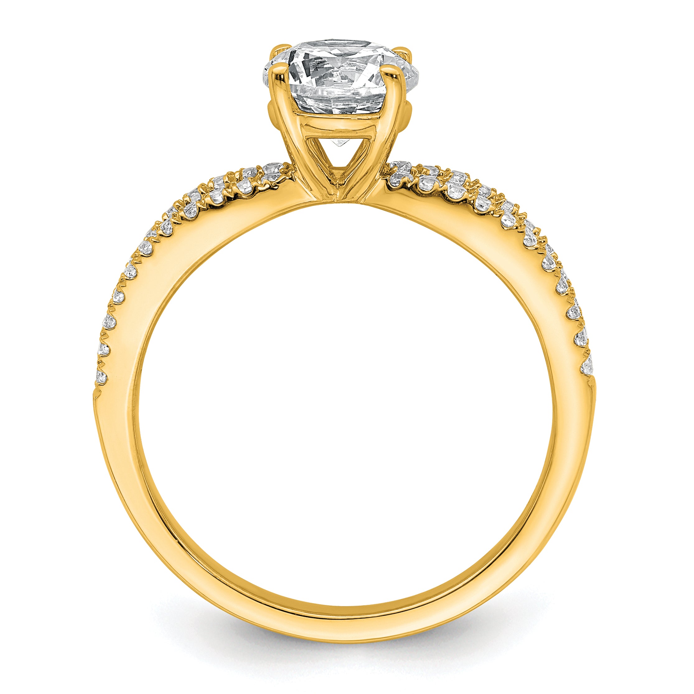 14k 1 1/4 carat Lab Grown Diamond VS+ F+ Round Complete Engagement Ring
