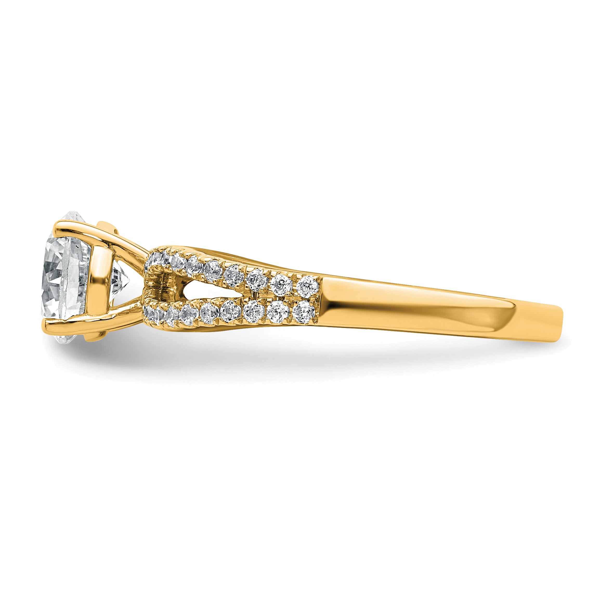 14k 1 1/4 carat Lab Grown Diamond VS+ F+ Round Complete Engagement Ring
