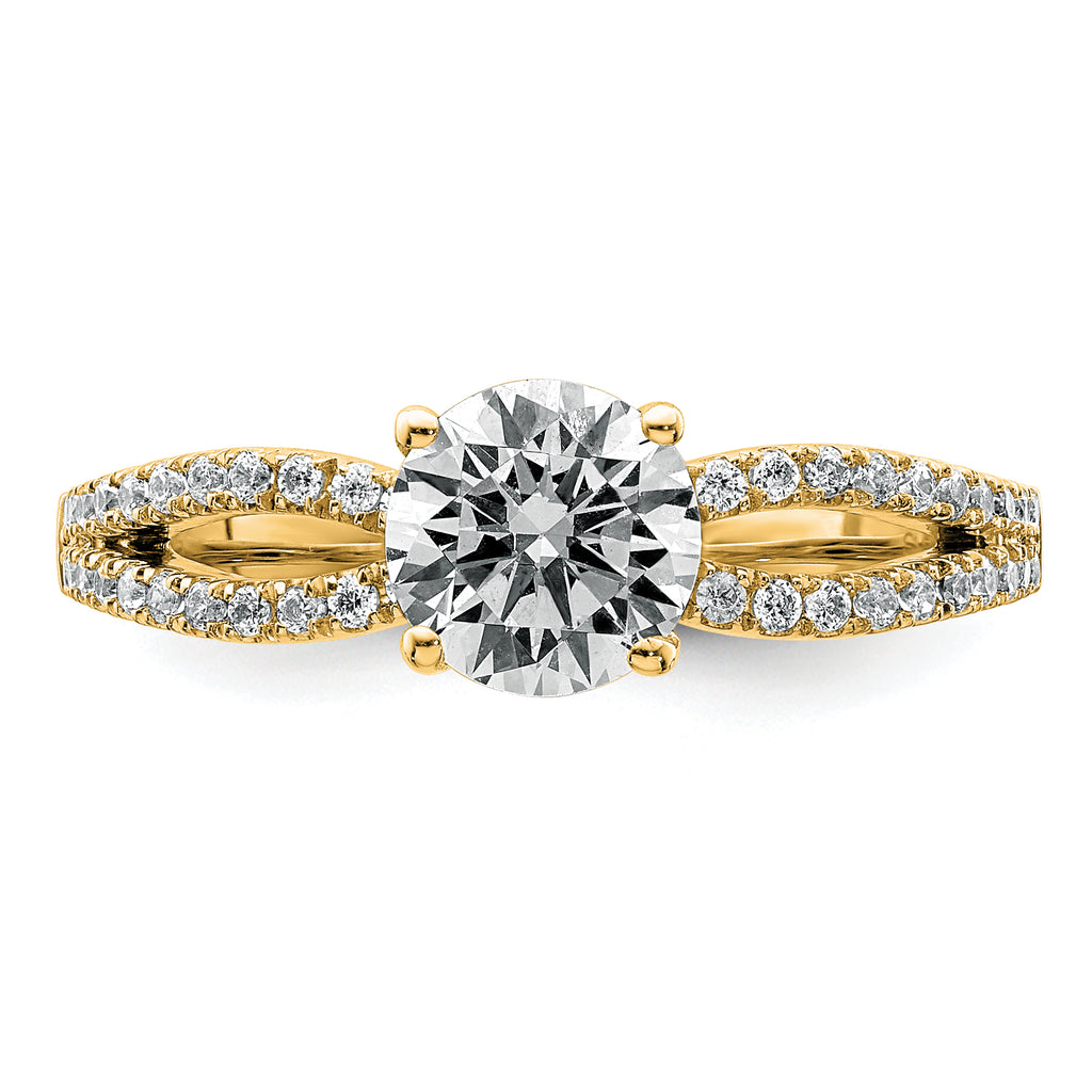 14k 1 1/4 carat Lab Grown Diamond VS+ F+ Round Complete Engagement Ring