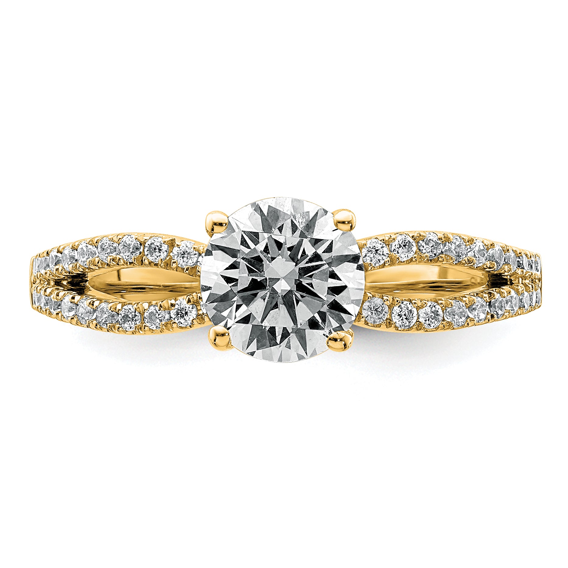 14k 1 1/4 carat Lab Grown Diamond VS+ F+ Round Complete Engagement Ring