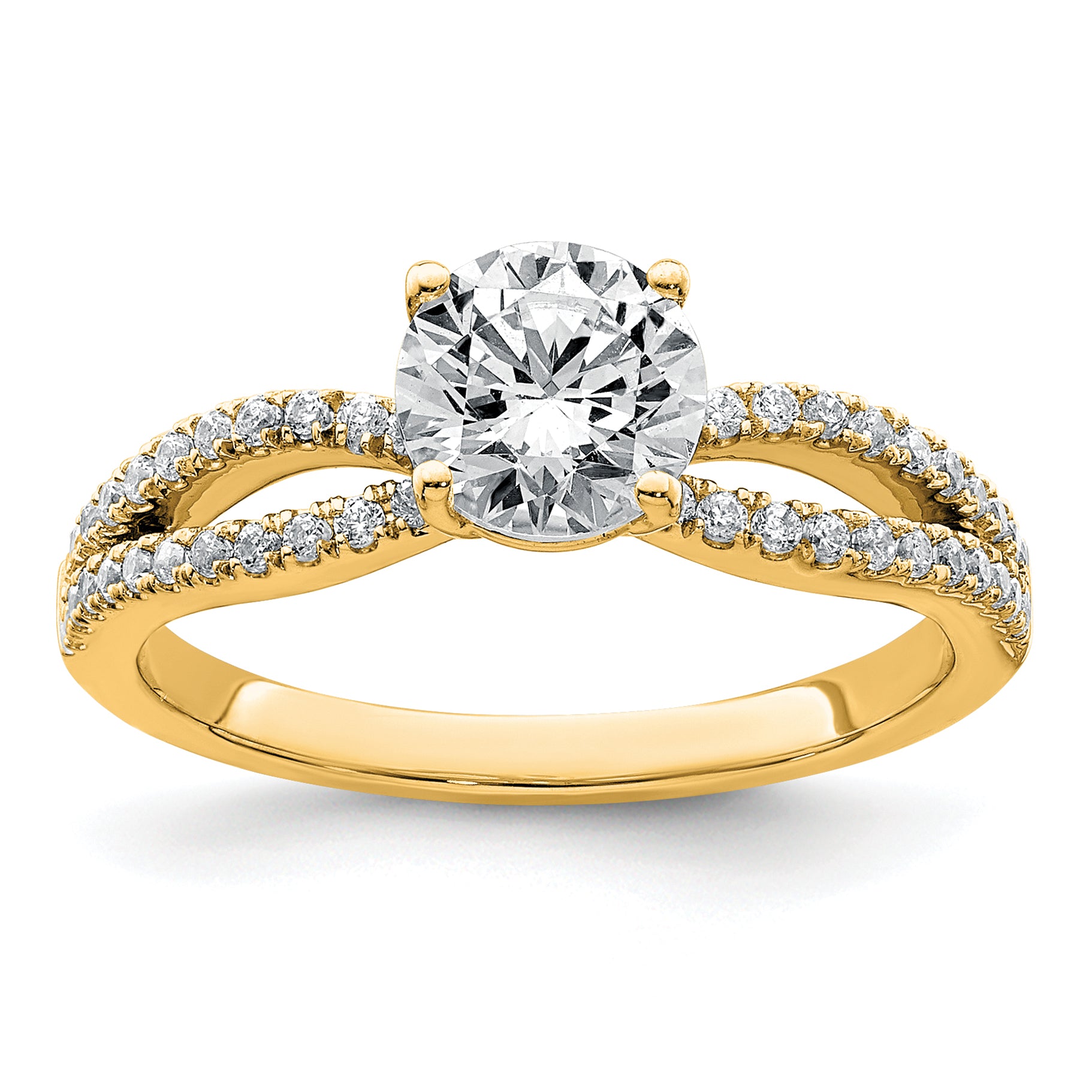 14k 1 1/4 carat Certified Lab Grown Diamond VS+ F+ Round Complete Engagement Ring Main image
