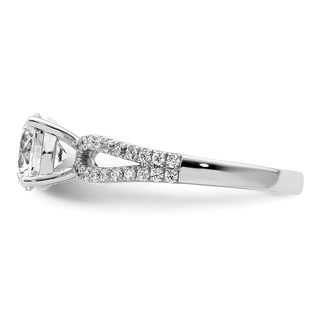 14k White Gold 1 1/2 carat Lab Grown Diamond VS+ F+ Round Complete Engagement Ring