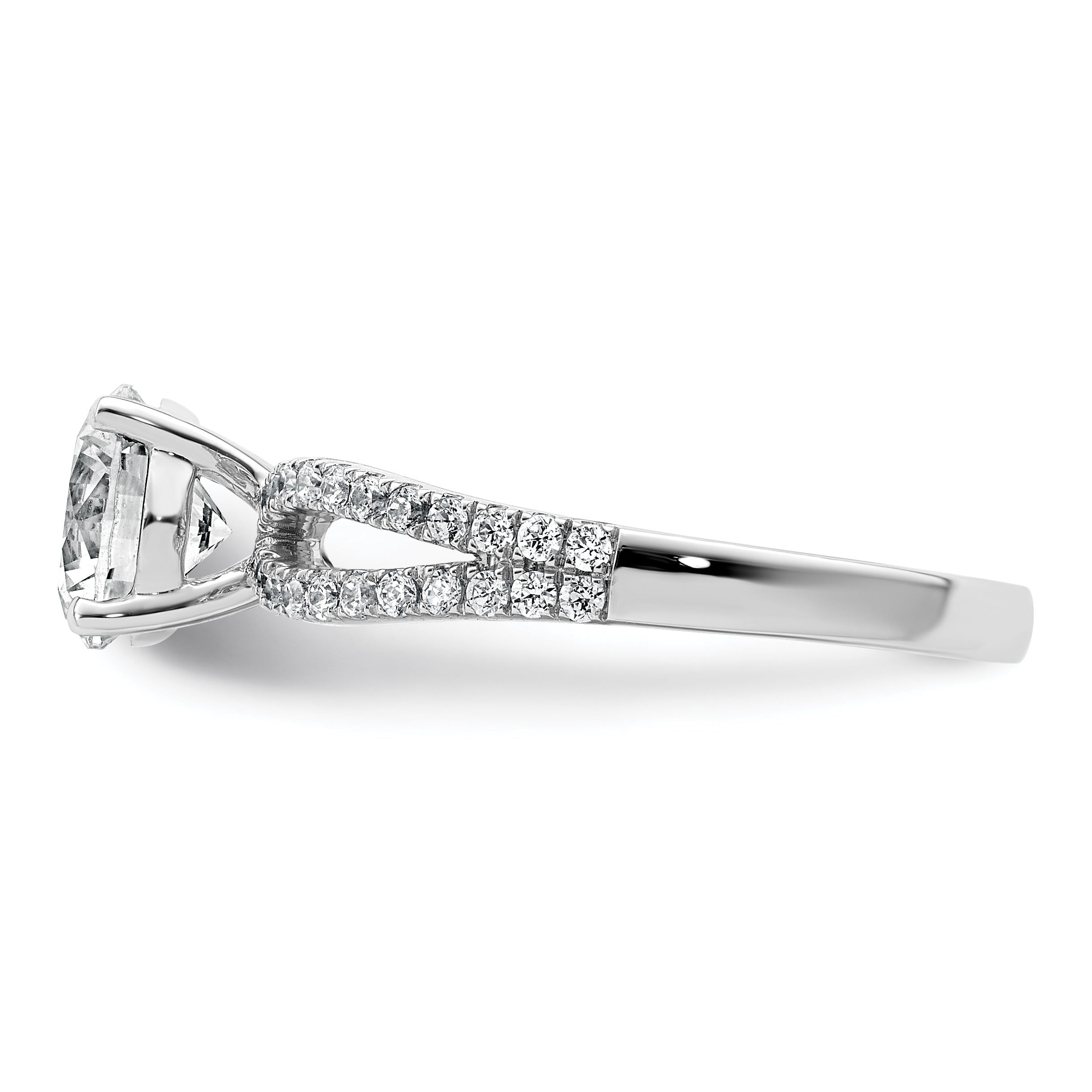 14k White Gold 1 1/2 carat Lab Grown Diamond VS+ F+ Round Complete Engagement Ring