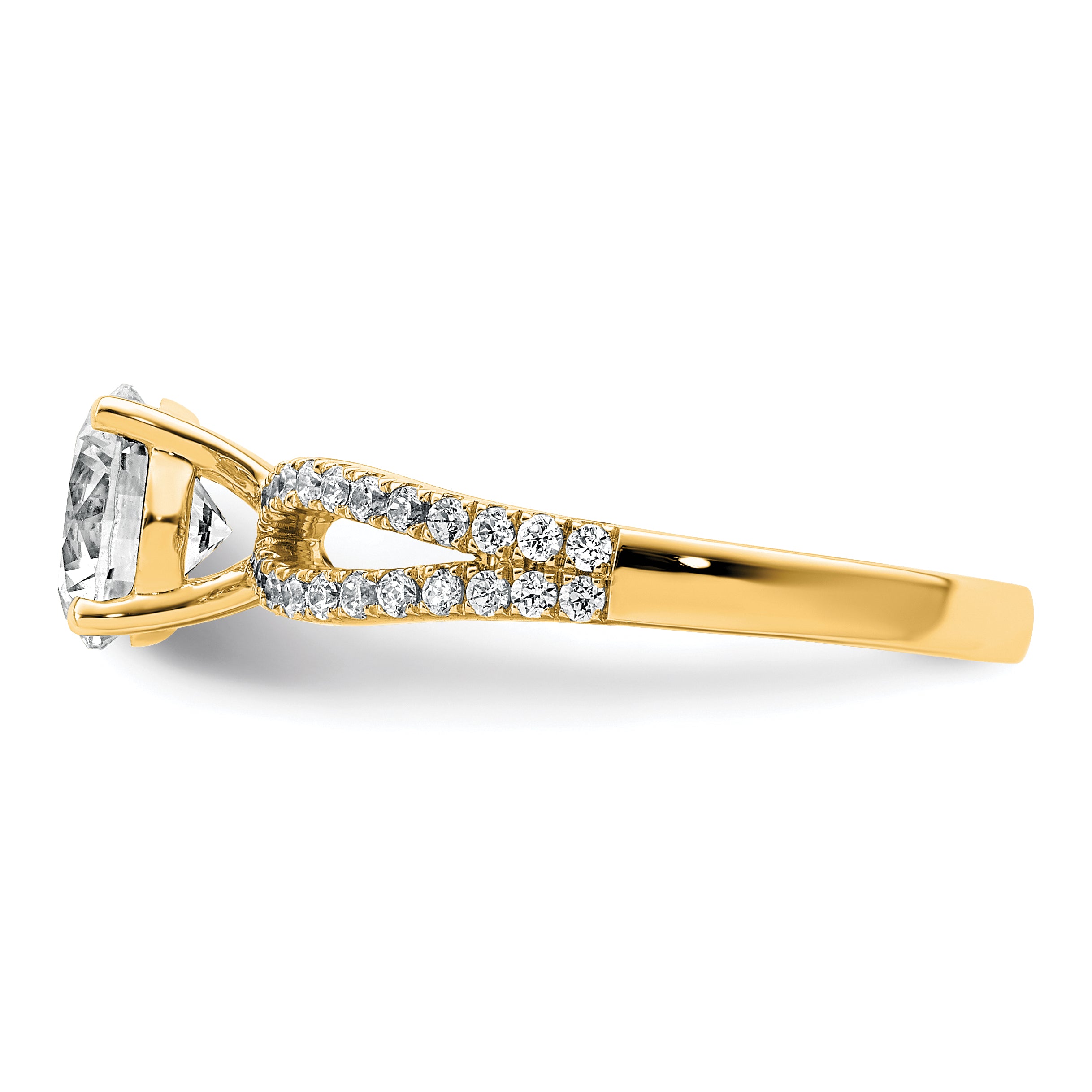 14k 1 1/2 carat Lab Grown Diamond VS+ F+ Round Complete Engagement Ring