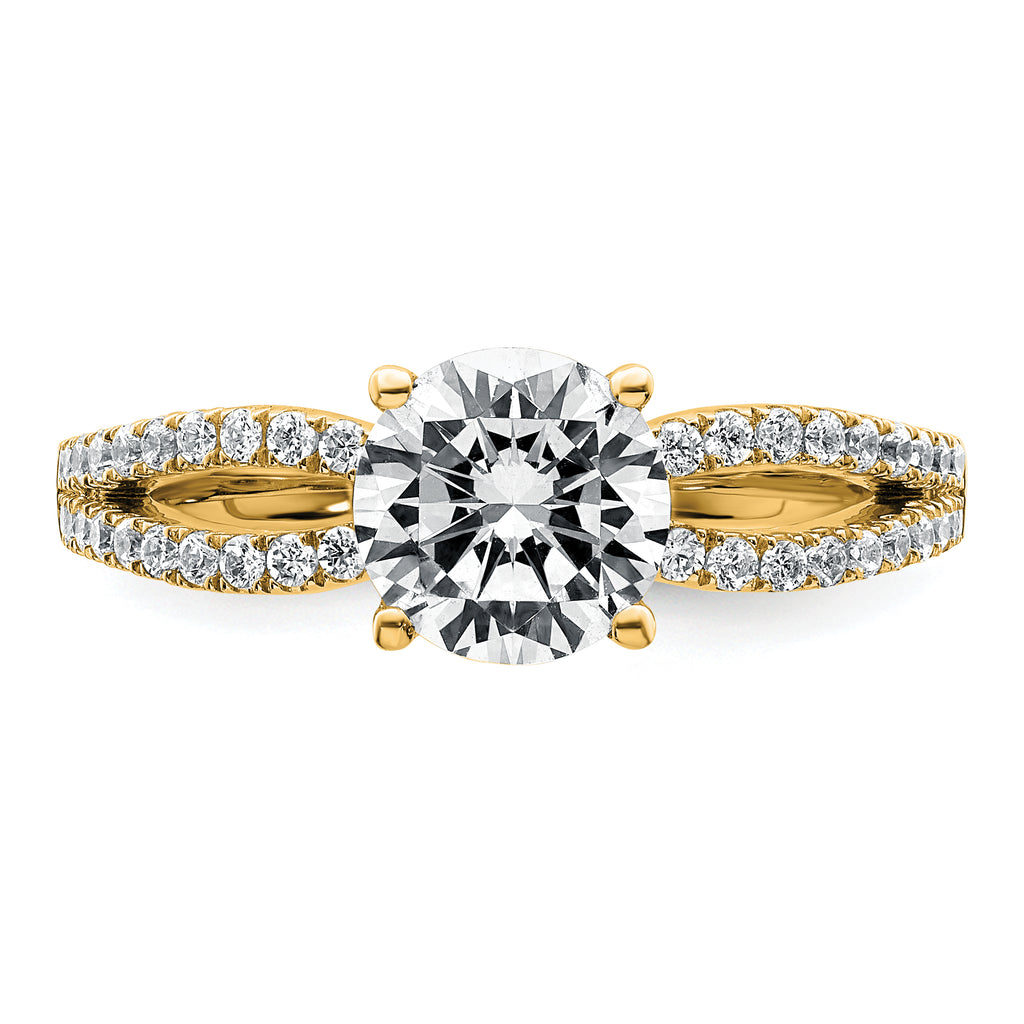 14k 1 1/2 carat Lab Grown Diamond VS+ F+ Round Complete Engagement Ring