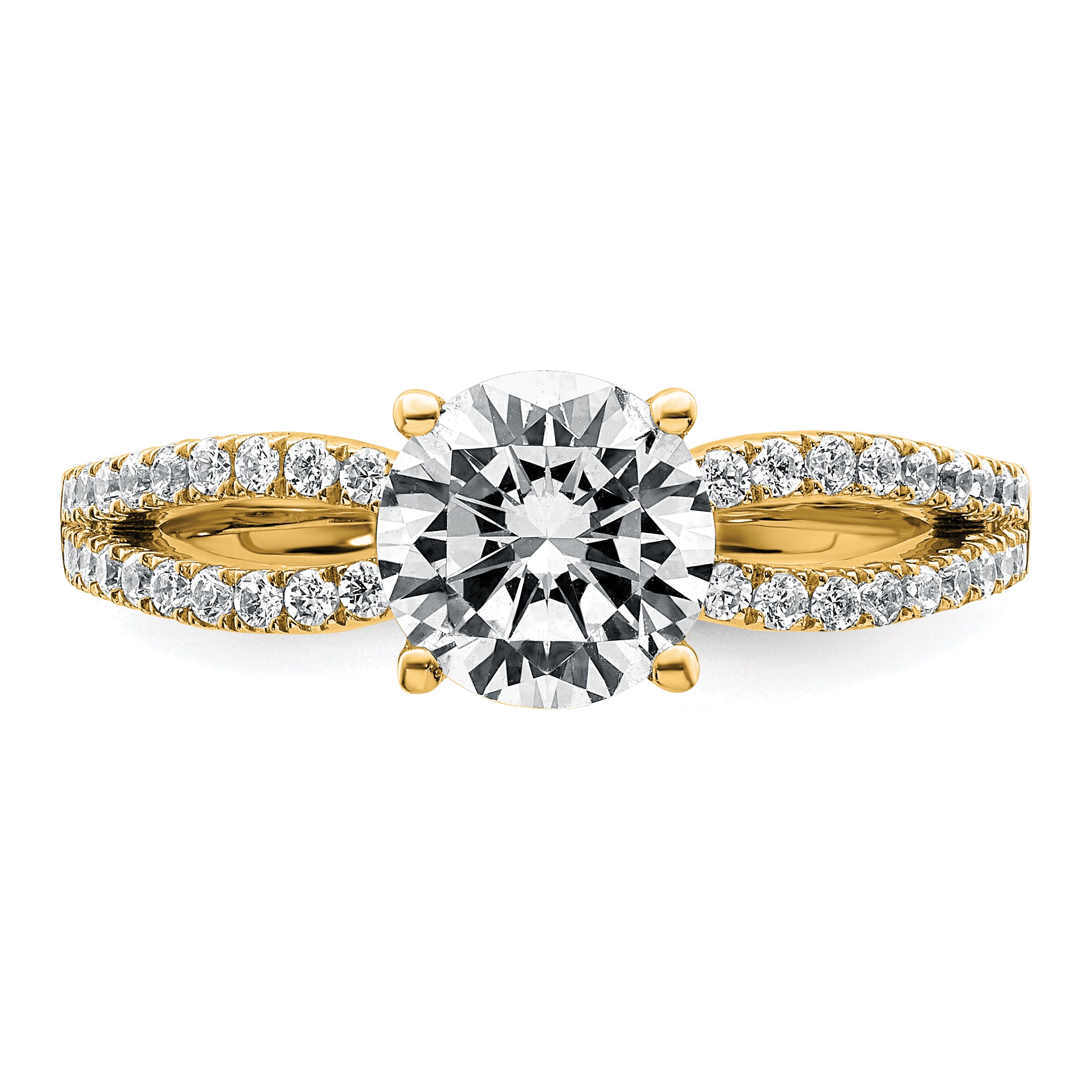 14k 1 1/2 carat Lab Grown Diamond VS+ F+ Round Complete Engagement Ring