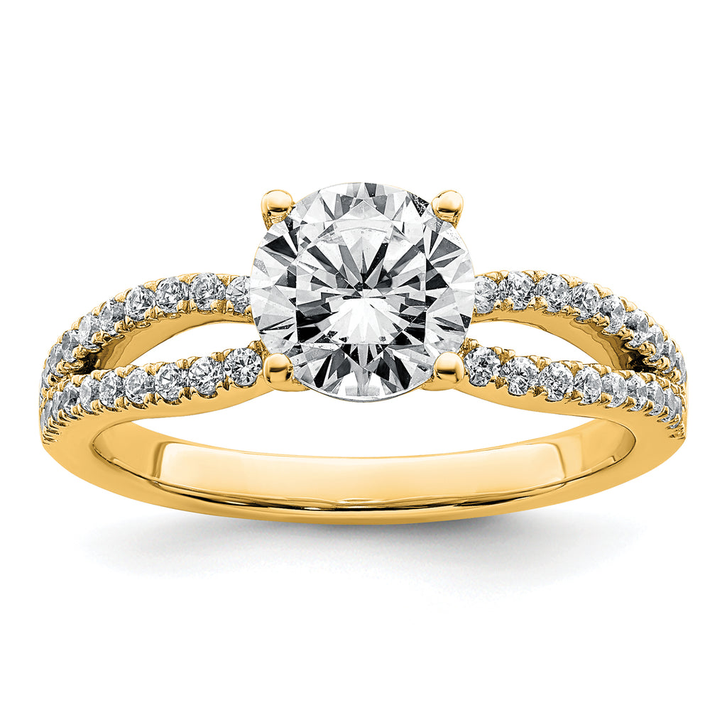 14k 1 1/2 carat Lab Grown Diamond VS+ F+ Round Complete Engagement Ring