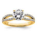 14k 1 1/2 carat Lab Grown Diamond VS+ F+ Round Complete Engagement Ring