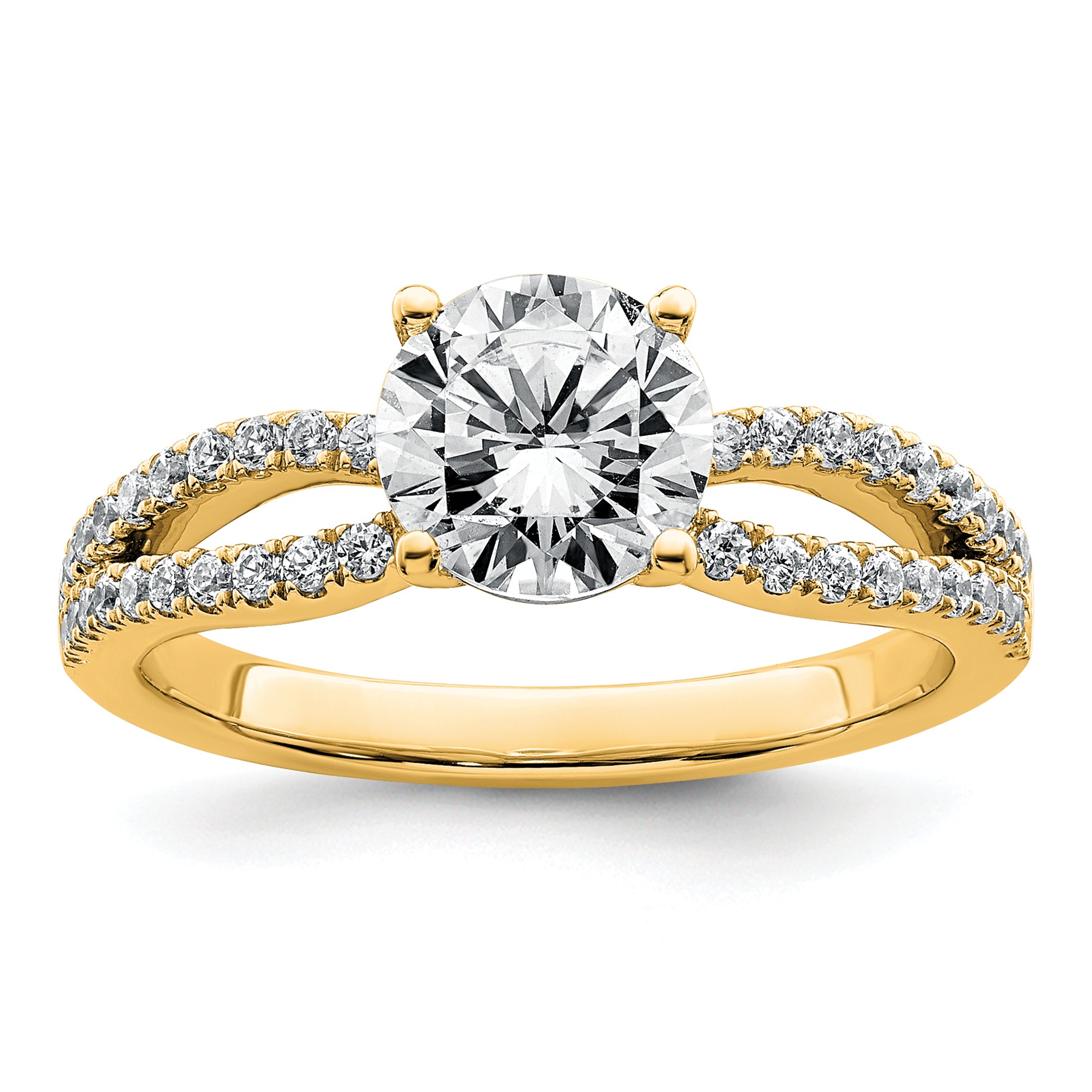 14k 1 1/2 carat Lab Grown Diamond VS+ F+ Round Complete Engagement Ring