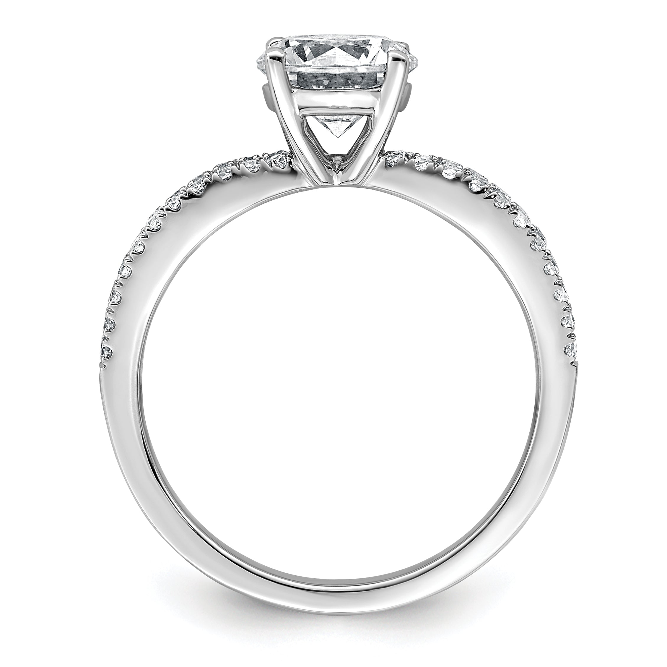 14k White Gold 1 1/2 carat Certified Lab Grown Diamond VS+ F+ Round Complete Engagement Ring