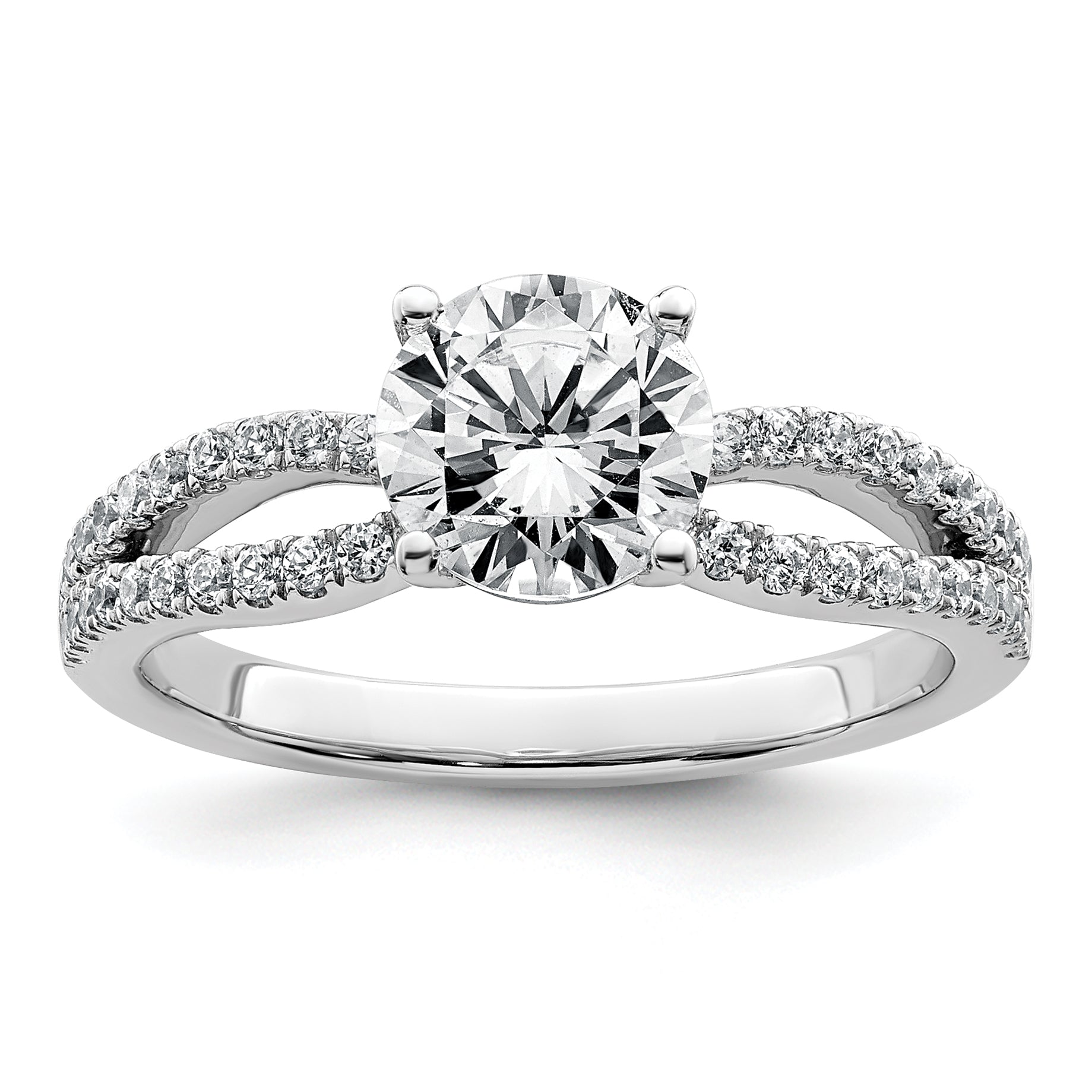 14k White Gold 1 1/2 carat Certified Lab Grown Diamond VS+ F+ Round Complete Engagement Ring