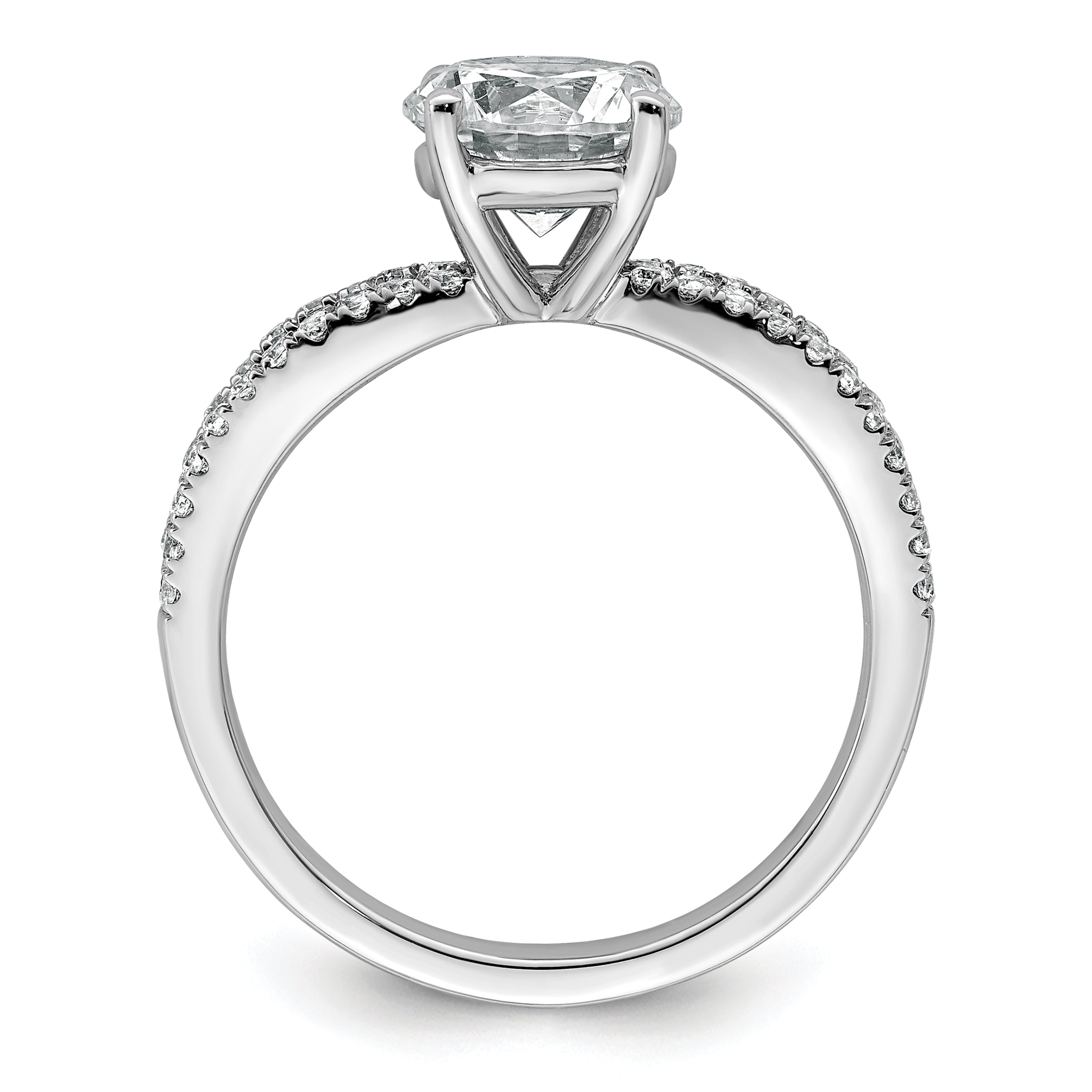 14k White Gold 1 3/4 carat Lab Grown Diamond VS+ F+ Round Complete Engagement Ring