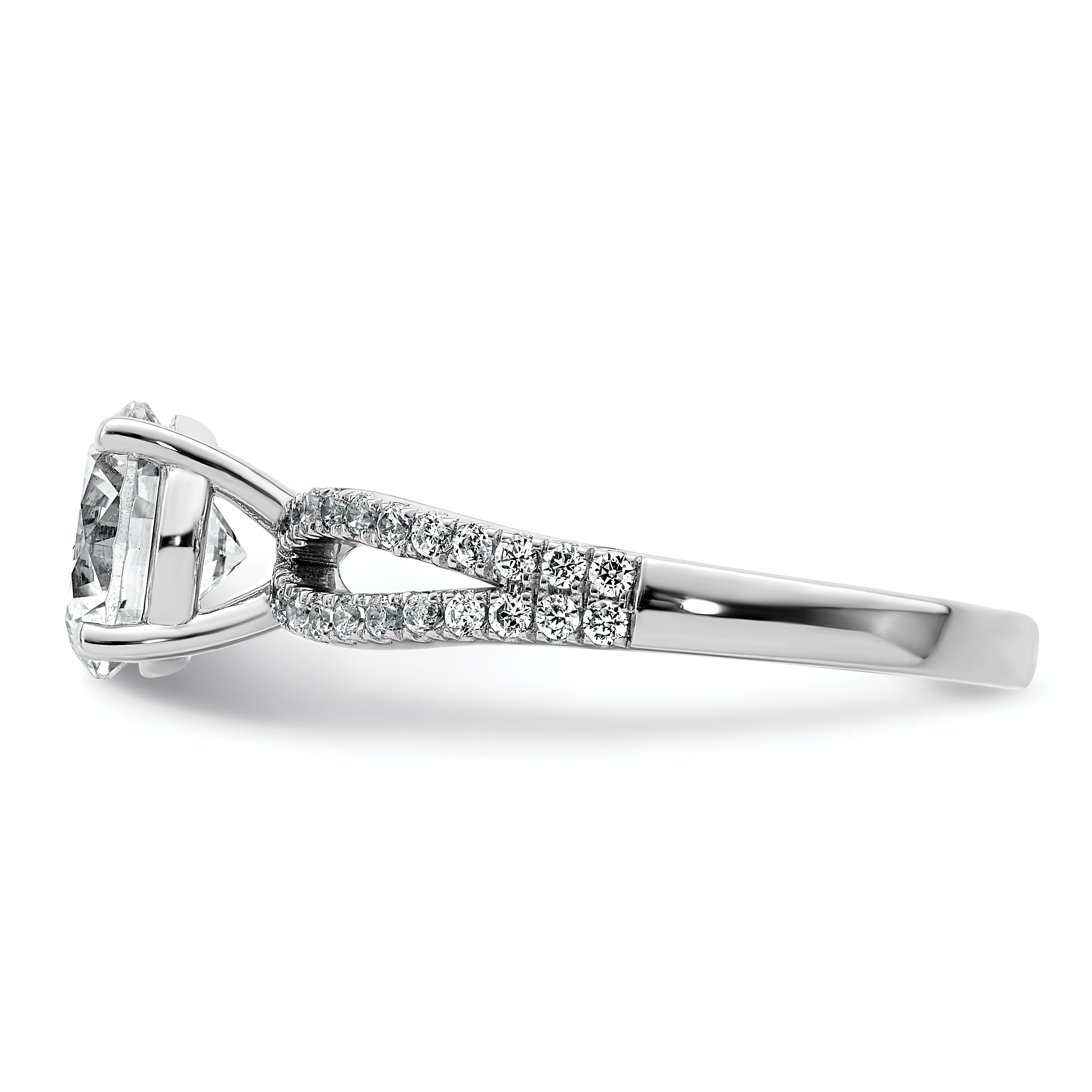 14k White Gold 1 3/4 carat Lab Grown Diamond VS+ F+ Round Complete Engagement Ring