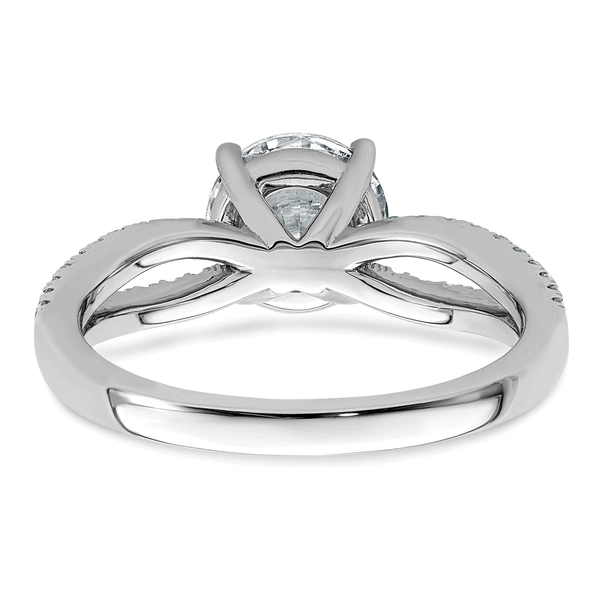 14k White Gold 1 3/4 carat Lab Grown Diamond VS+ F+ Round Complete Engagement Ring