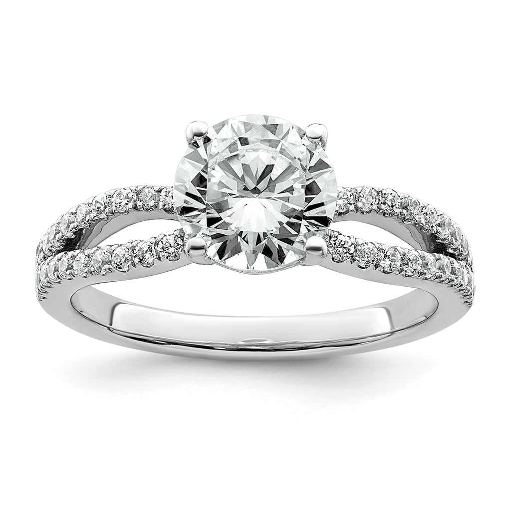 14k White Gold 1 3/4 carat Lab Grown Diamond VS+ F+ Round Complete Engagement Ring
