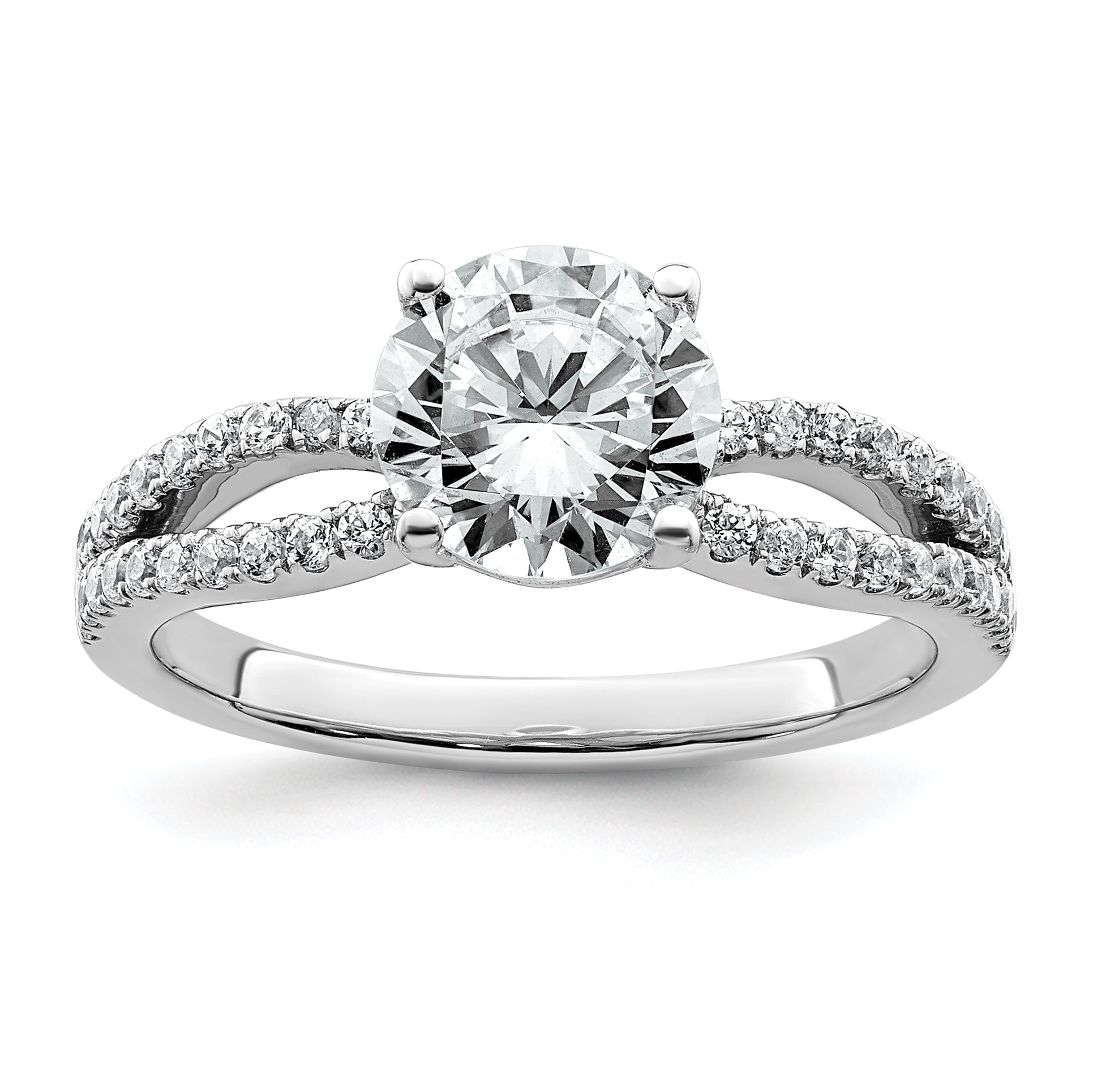 14k White Gold 1 3/4 carat Lab Grown Diamond VS+ F+ Round Complete Engagement Ring