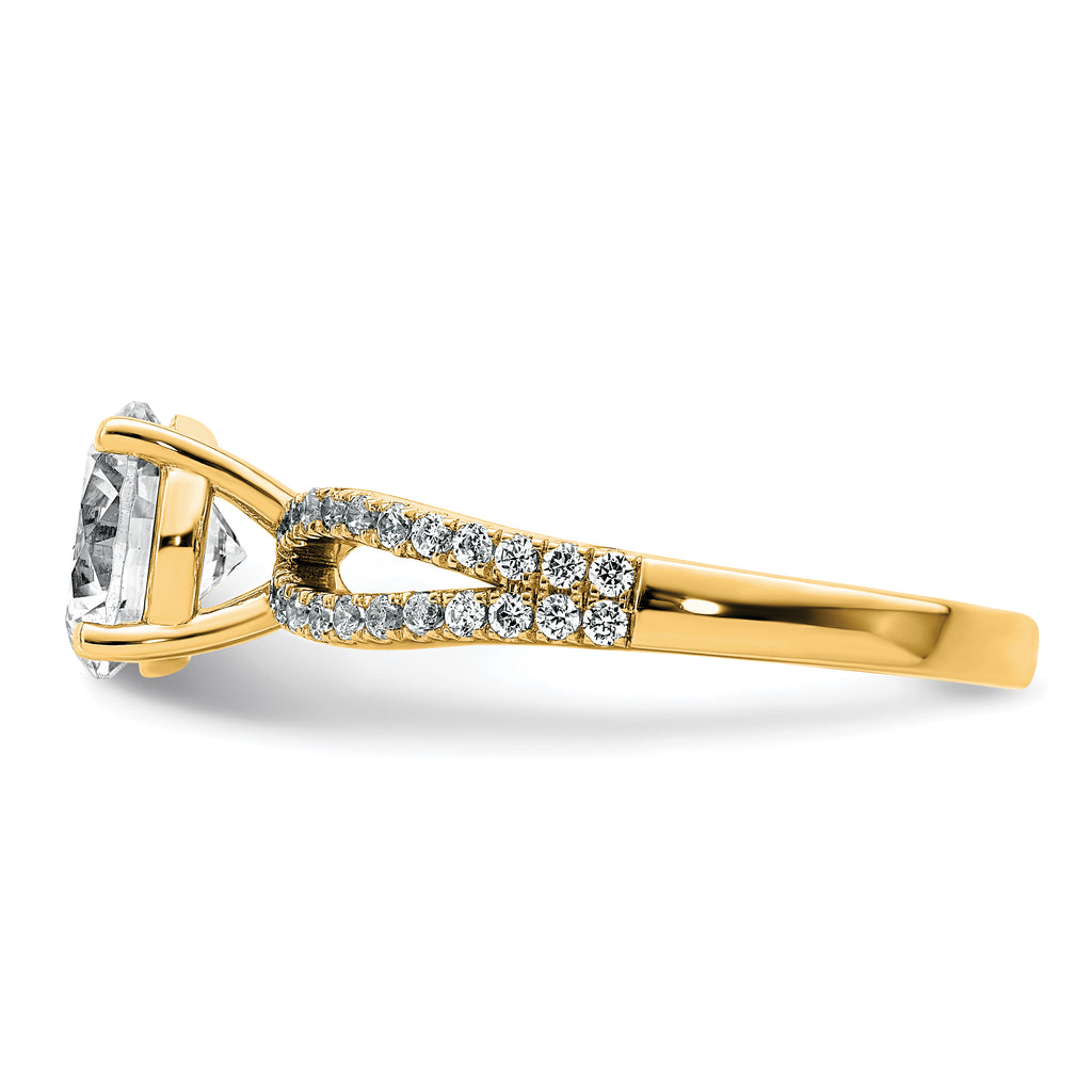 14k 1 3/4 carat Lab Grown Diamond VS+ F+ Round Complete Engagement Ring
