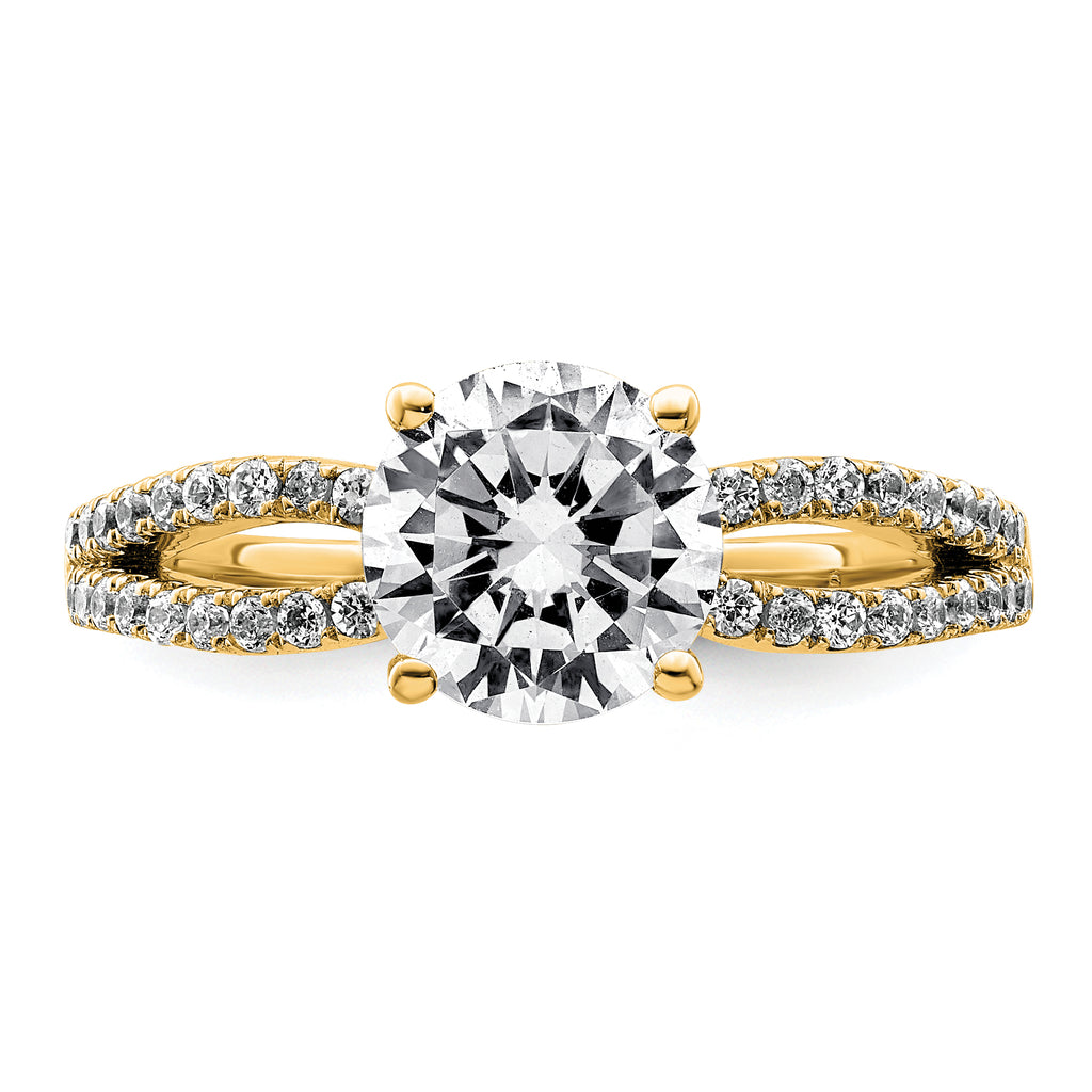 14k 1 3/4 carat Lab Grown Diamond VS+ F+ Round Complete Engagement Ring