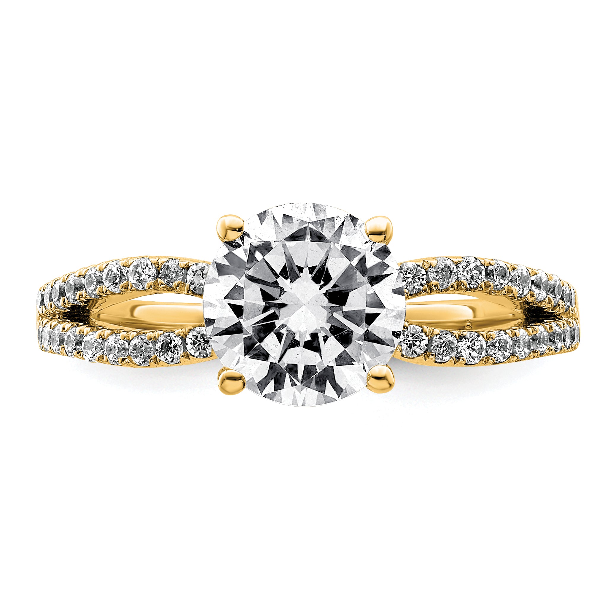 14k 1 3/4 carat Lab Grown Diamond VS+ F+ Round Complete Engagement Ring