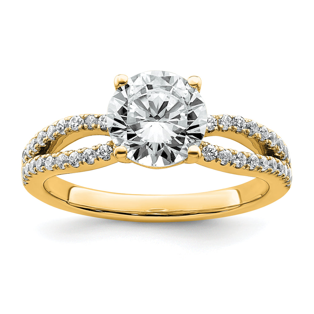 14k 1 3/4 carat Certified Lab Grown Diamond VS+ F+ Round Complete Engagement Ring