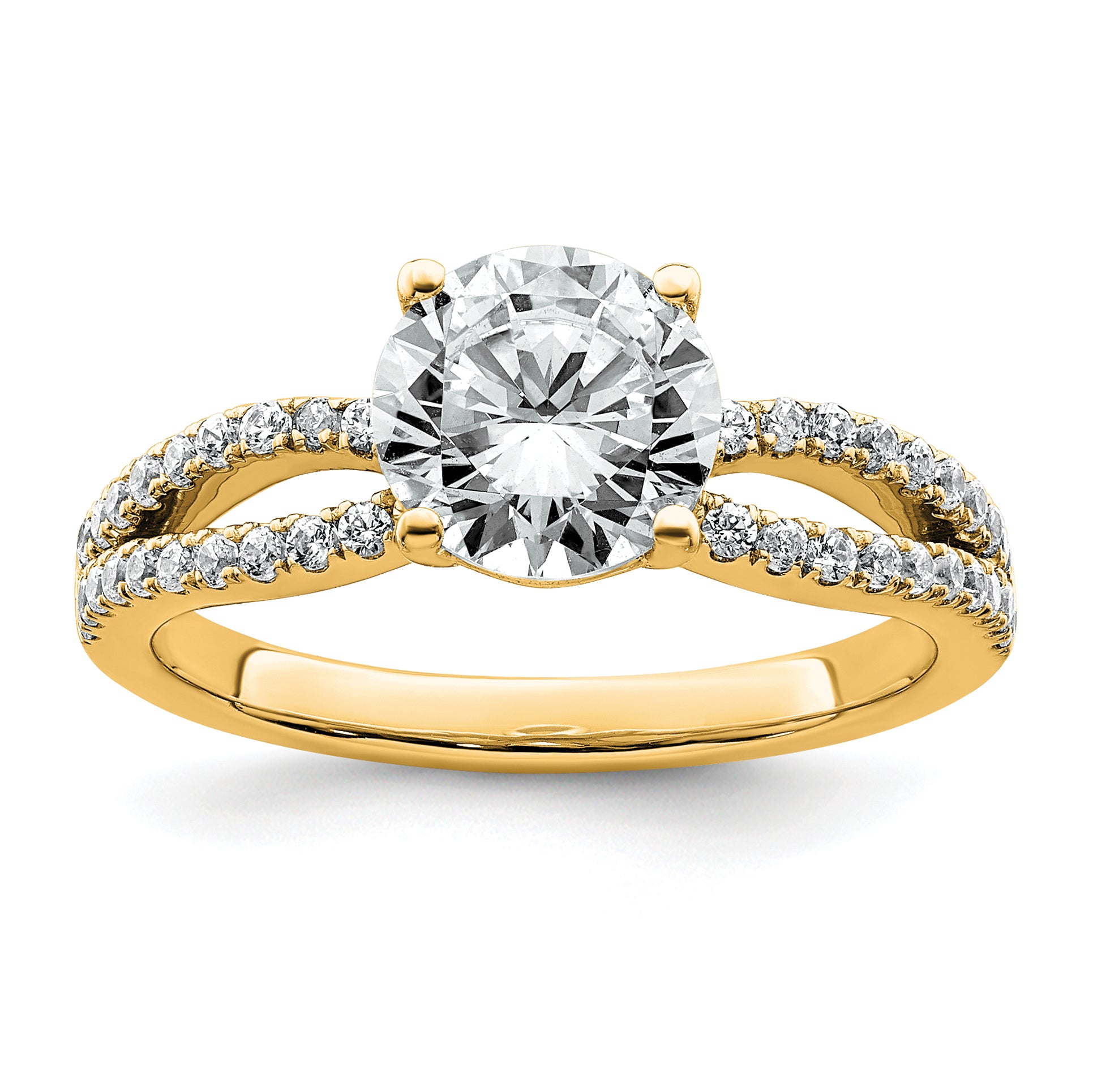 14k 1 3/4 carat Certified Lab Grown Diamond VS+ F+ Round Complete Engagement Ring