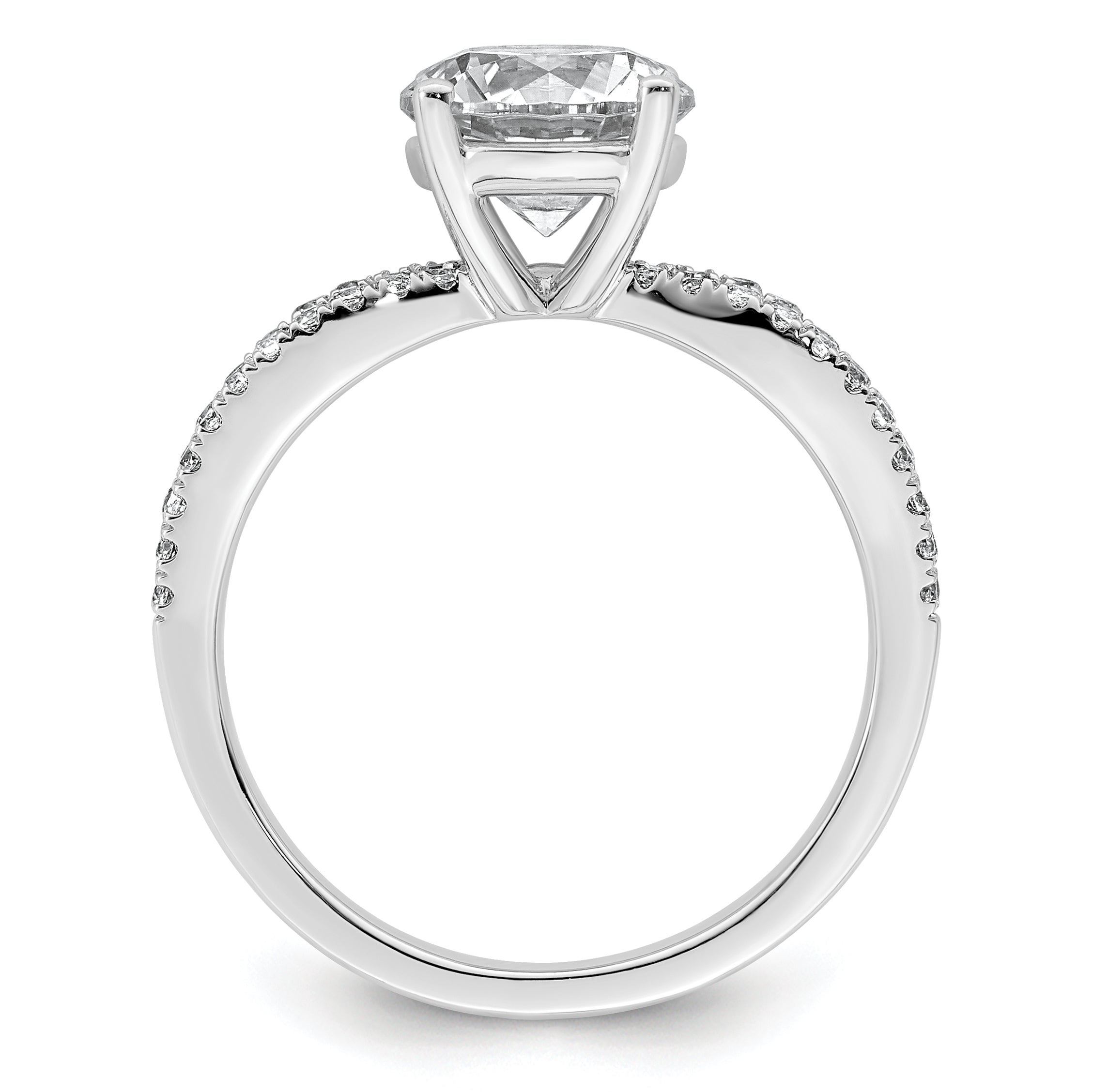 14k White Gold 2 carat Lab Grown Diamond VS+ F+ Round Complete Engagement Ring