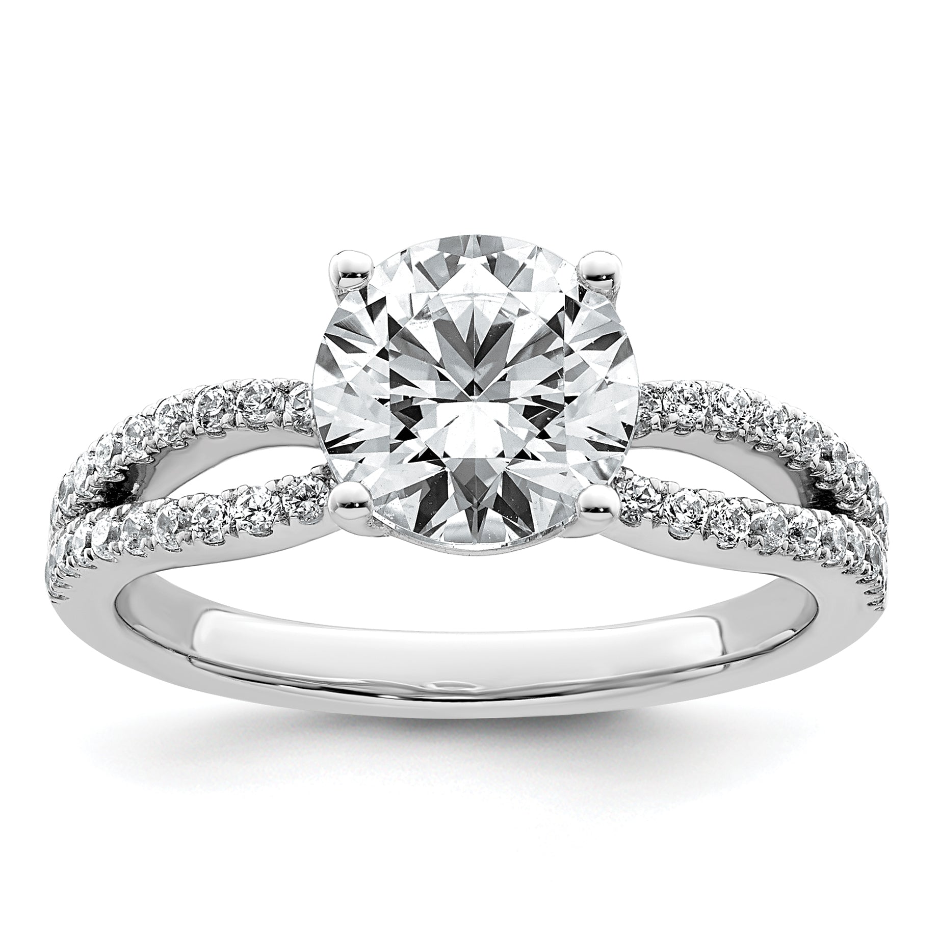 14k White Gold 2 carat Lab Grown Diamond VS+ F+ Round Complete Engagement Ring