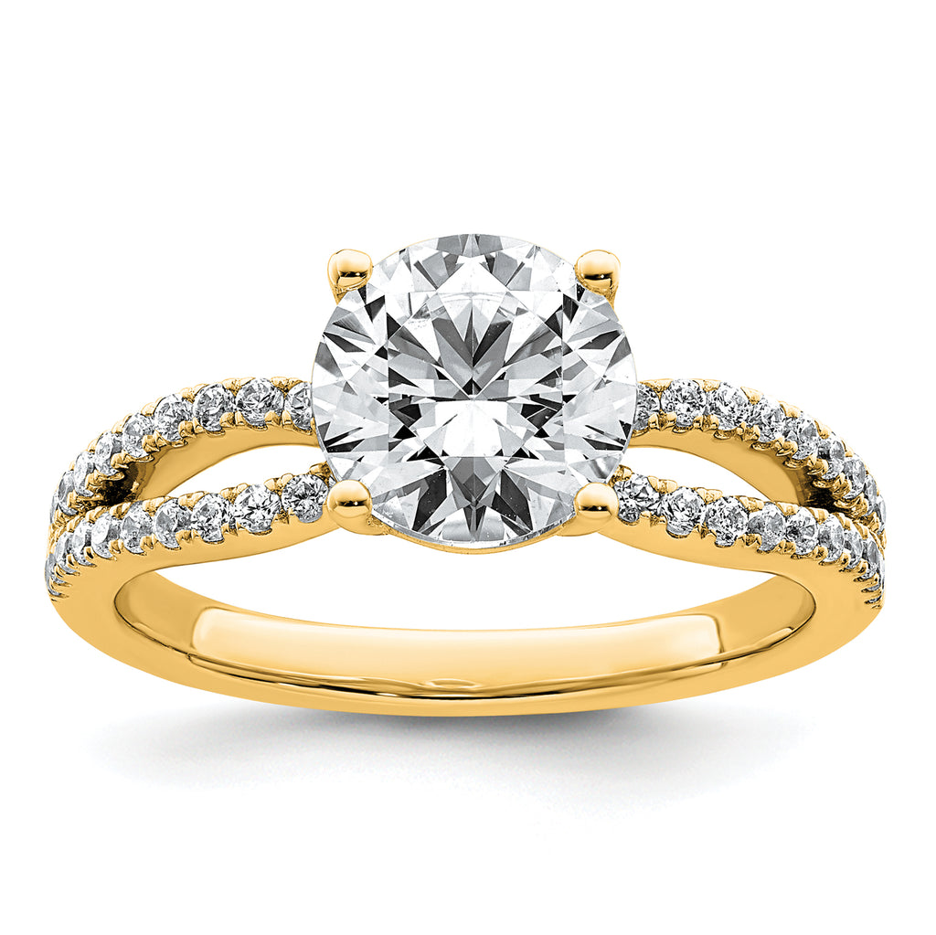 14k 2 carat Lab Grown Diamond VS+ F+ Round Complete Engagement Ring