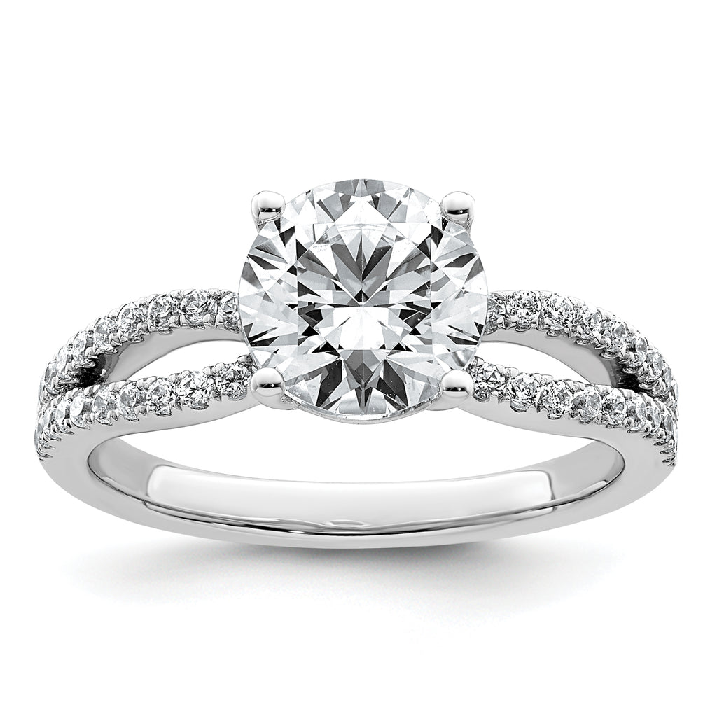 14k White Gold 2 carat Certified Lab Grown Diamond VS+ F+ Round Complete Engagement Ring