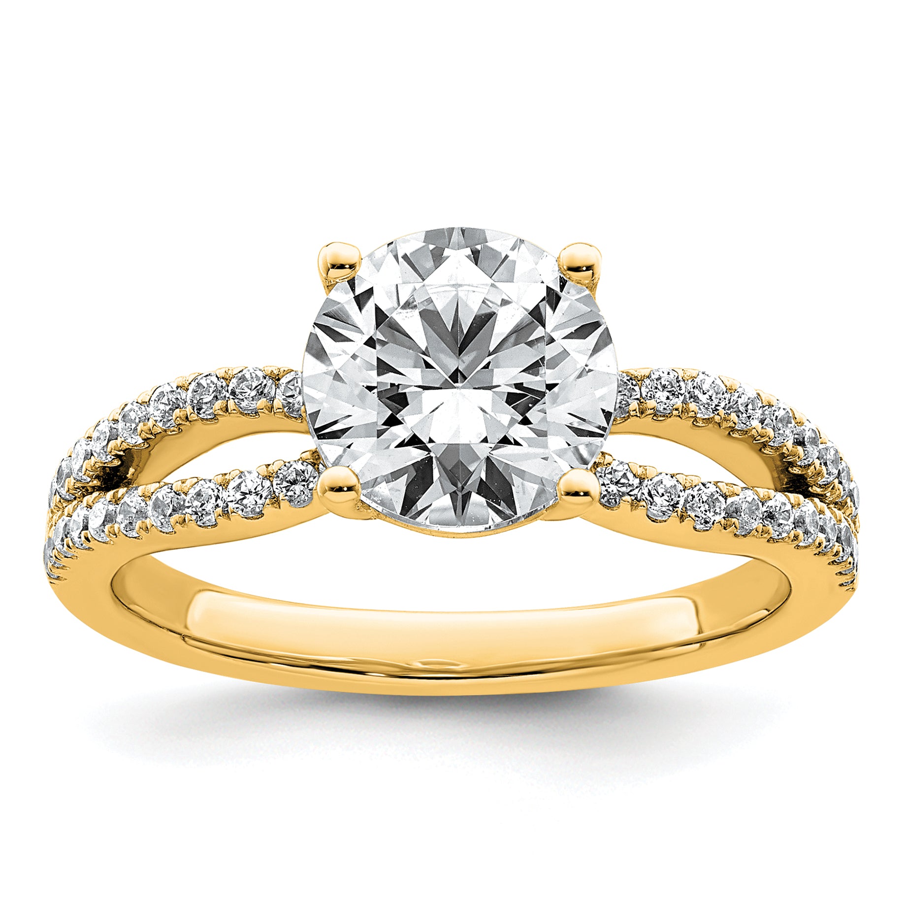 14k 2 carat Certified Lab Grown Diamond VS+ F+ Round Complete Engagement Ring Main image