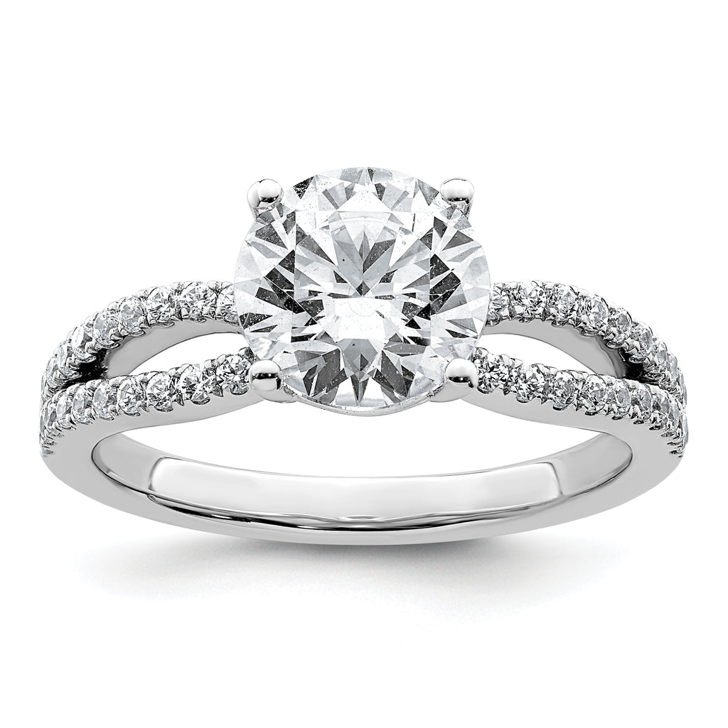 14k White Gold 2 1/4 carat Lab Grown Diamond VS+ F+ Round Complete Engagement Ring