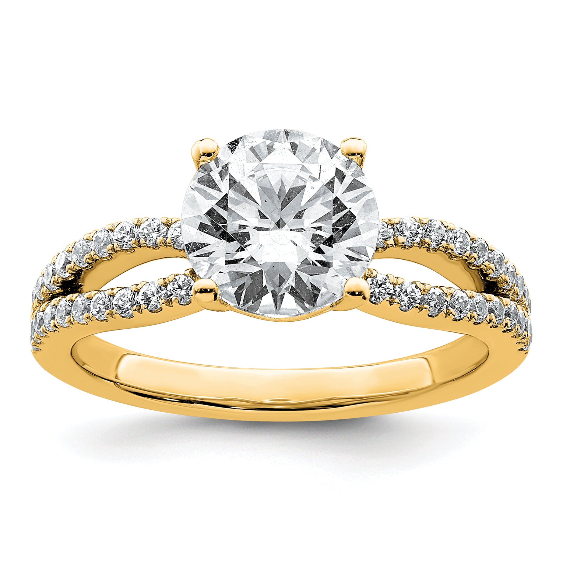 14k 2 1/4 carat Lab Grown Diamond VS+ F+ Round Complete Engagement Ring