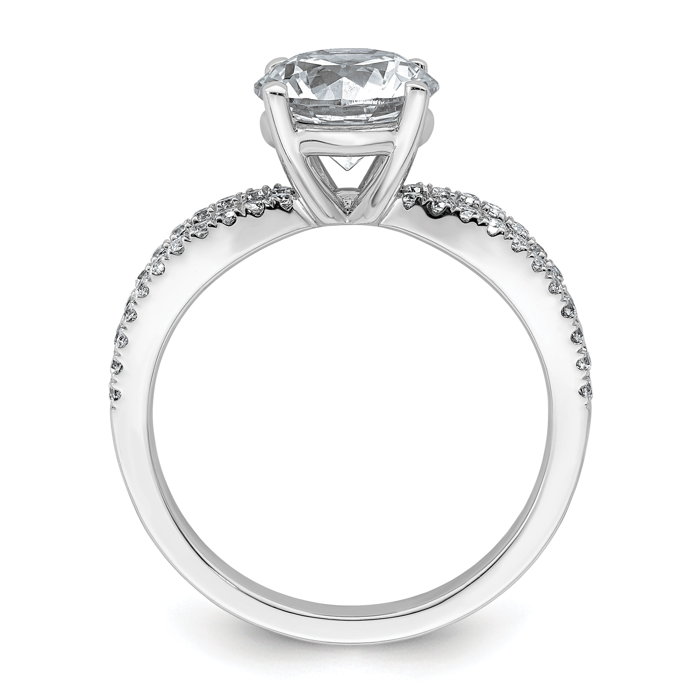 14k White Gold 2 1/4 carat Certified Lab Grown Diamond VS+ F+ Round Complete Engagement Ring