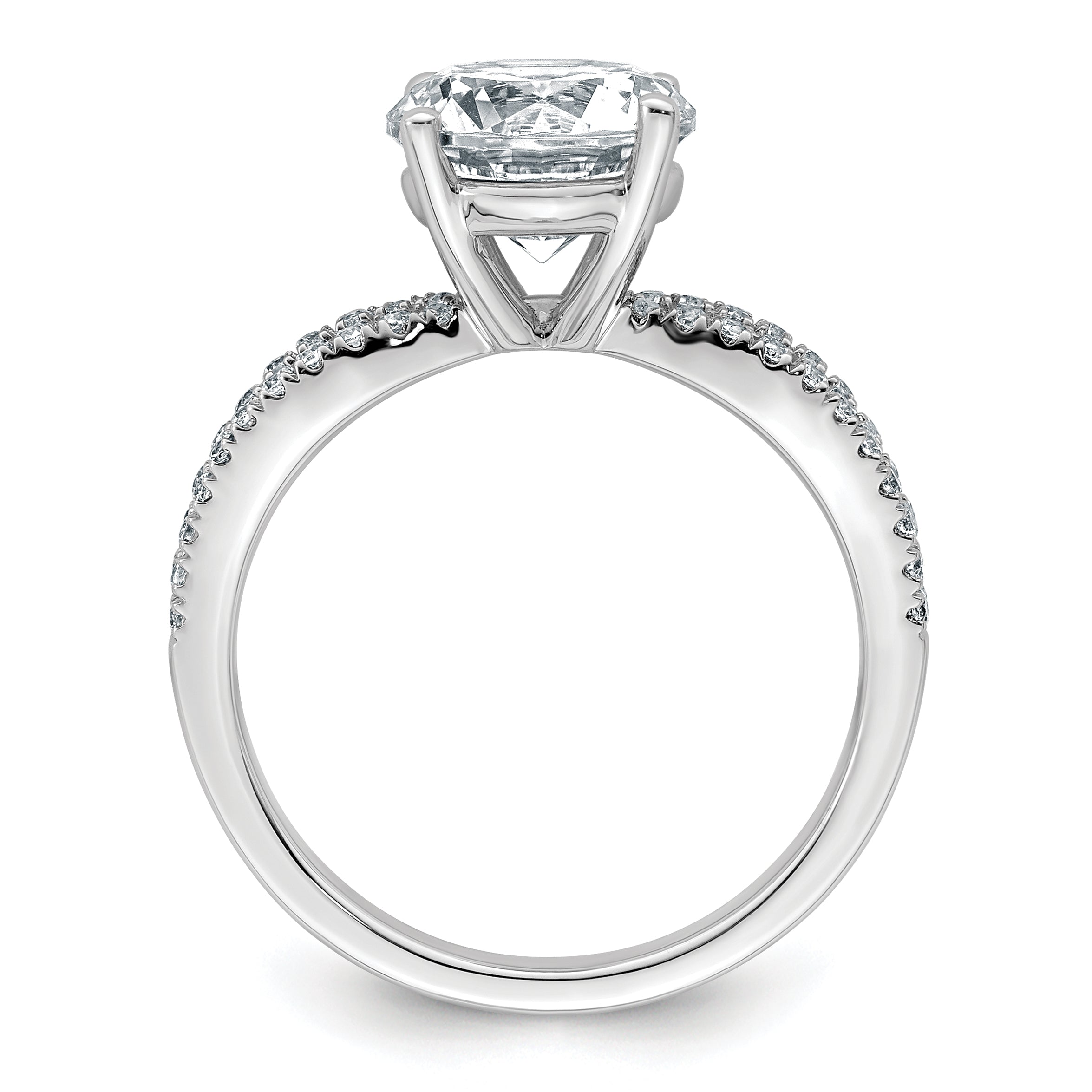 14k White Gold 2 1/2 carat Lab Grown Diamond VS+ F+ Round Complete Engagement Ring