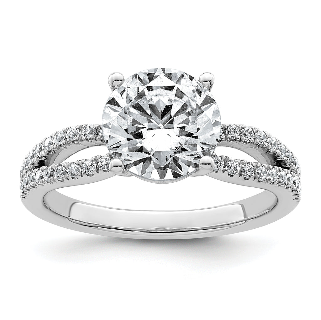 14k White Gold 2 1/2 carat Lab Grown Diamond VS+ F+ Round Complete Engagement Ring