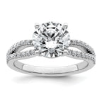 14k White Gold 2 1/2 carat Lab Grown Diamond VS+ F+ Round Complete Engagement Ring