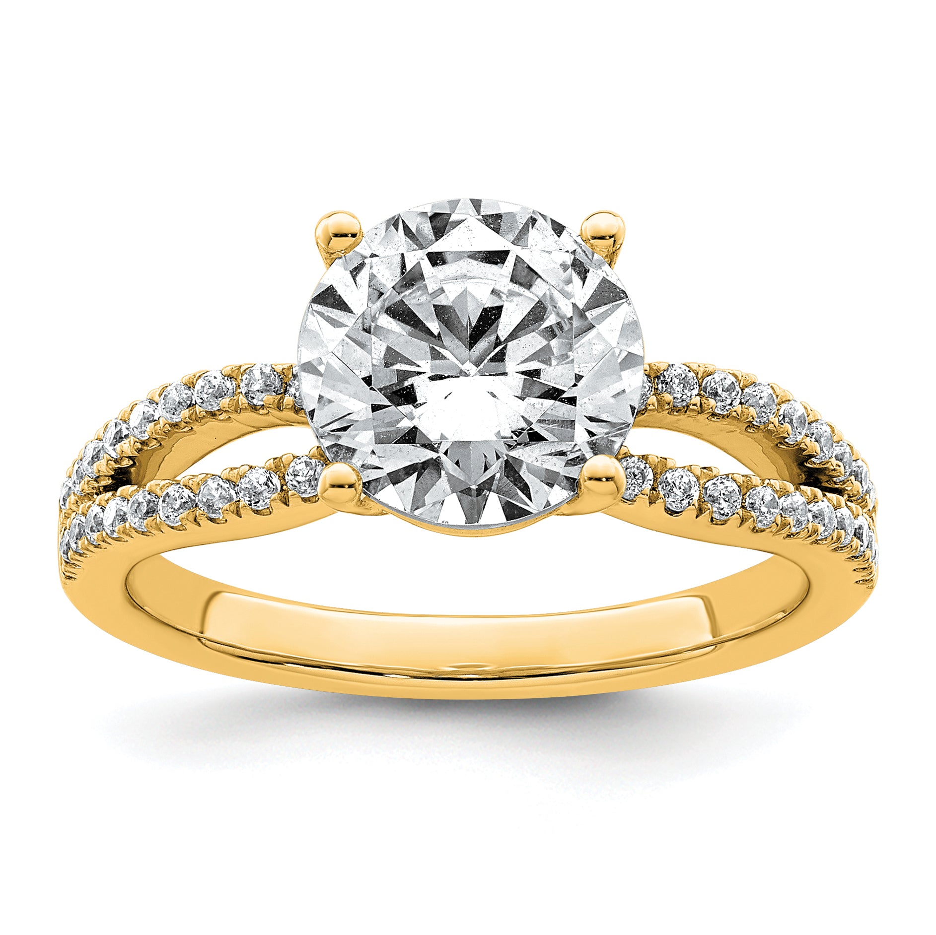 14k 2 1/2 carat Lab Grown Diamond VS+ F+ Round Complete Engagement Ring Main image