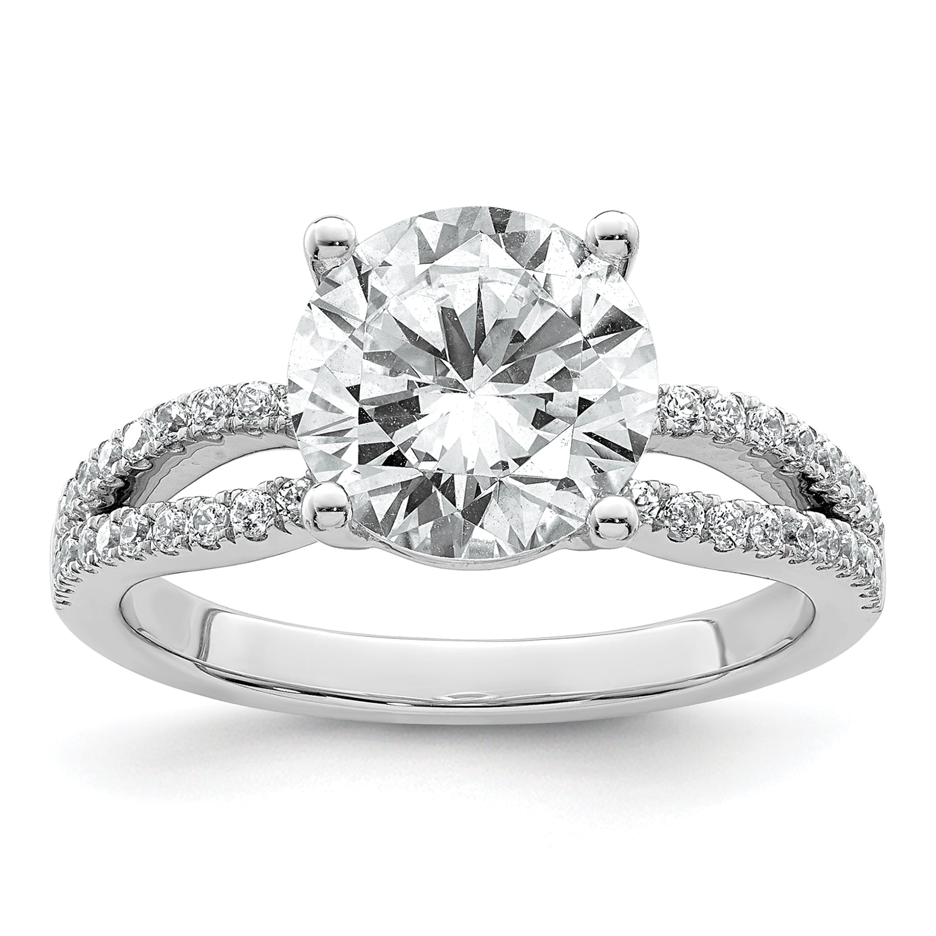 14k White Gold 2 3/4 carat Lab Grown Diamond VS+ F+ Round Complete Engagement Ring Main image