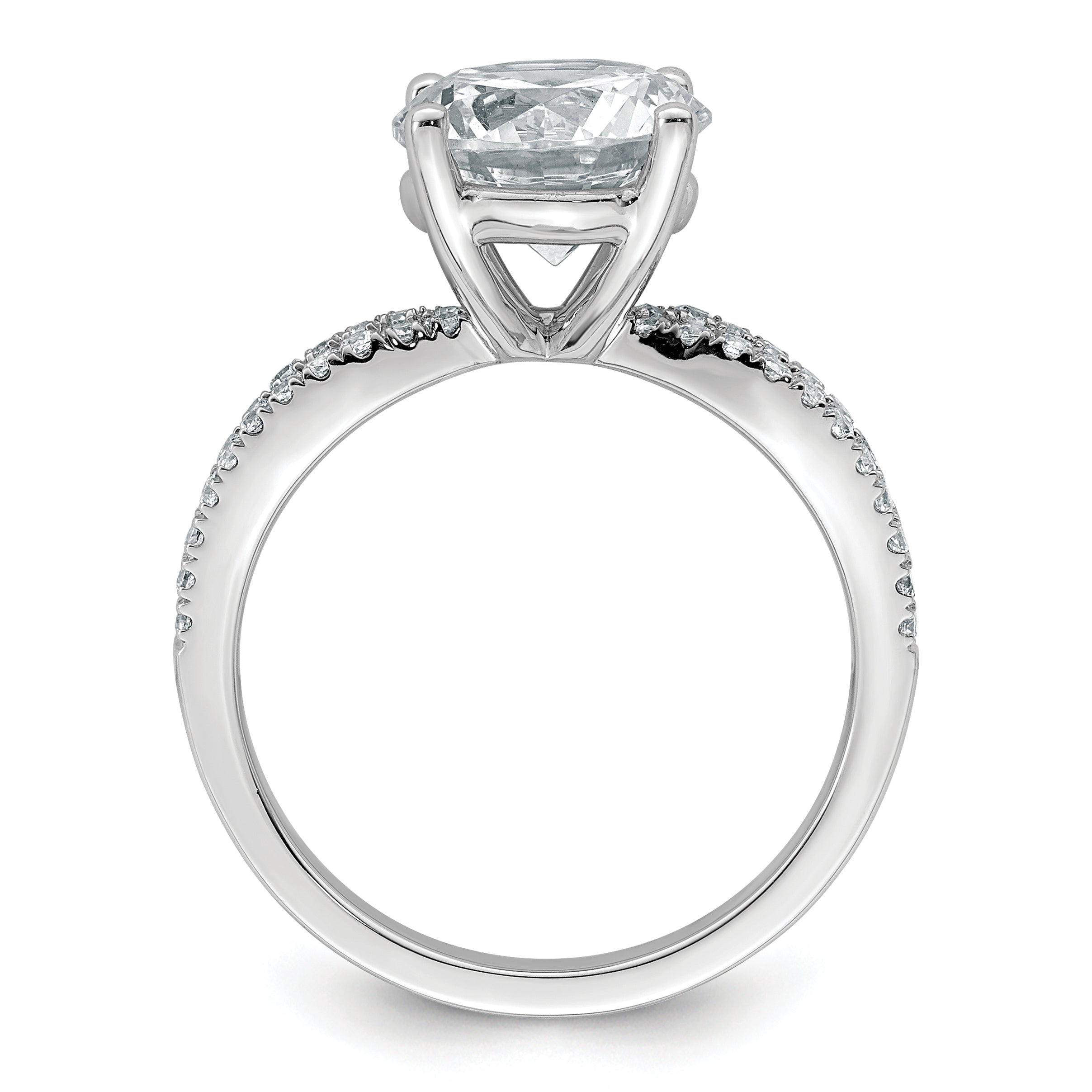 14k White Gold 2 3/4 carat Certified Lab Grown Diamond VS+ F+ Round Complete Engagement Ring