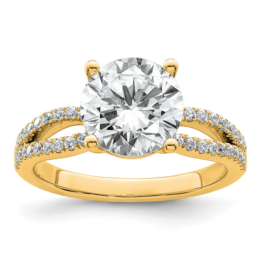 14k 2 3/4 carat Certified Lab Grown Diamond VS+ F+ Round Complete Engagement Ring