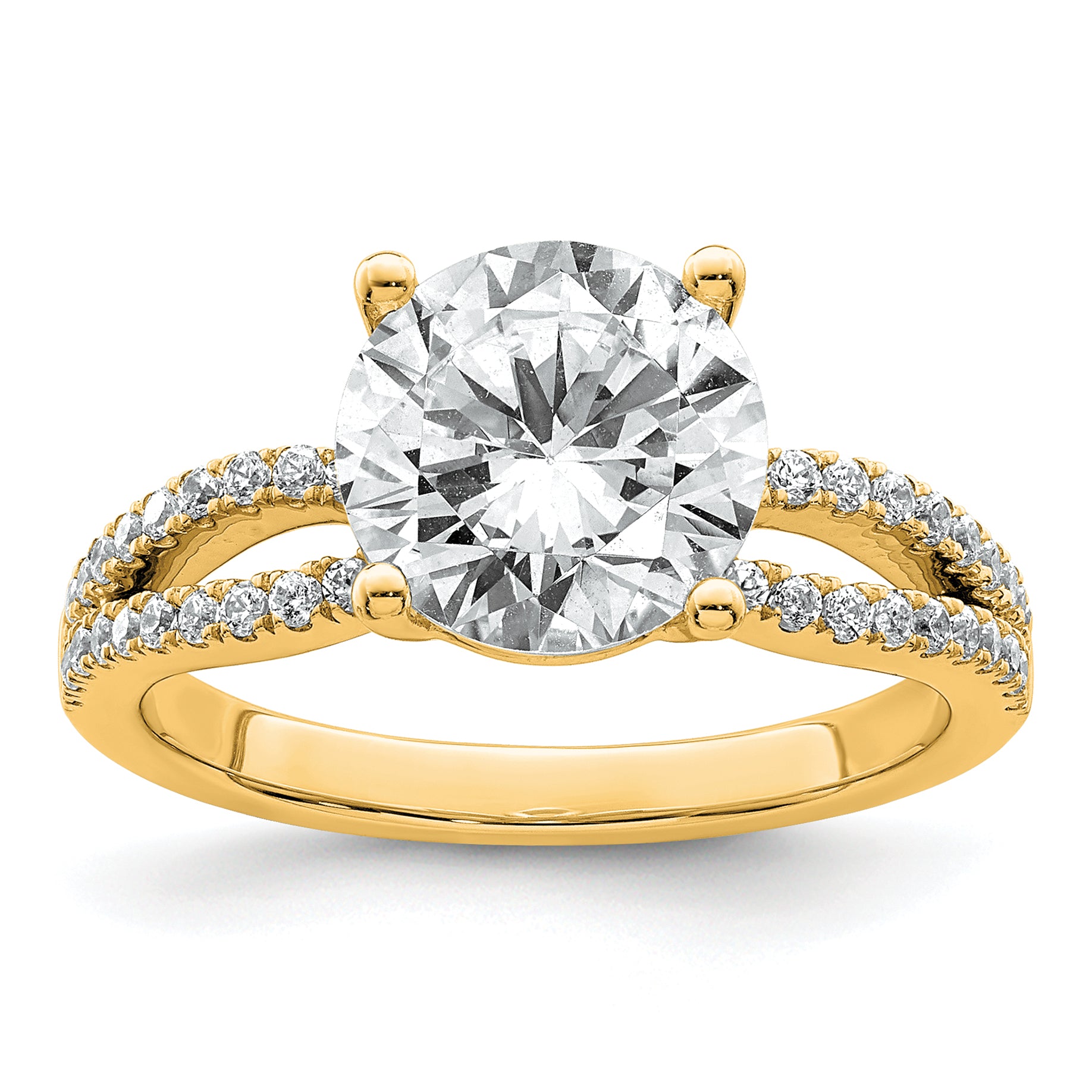 14k 2 3/4 carat Certified Lab Grown Diamond VS+ F+ Round Complete Engagement Ring