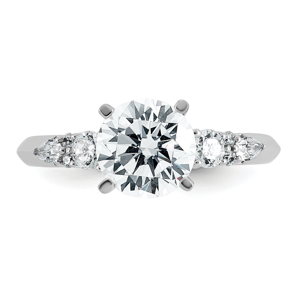 14k White Gold 1 3/4 carat Lab Grown Diamond VS+ F+ Round Complete Engagement Ring