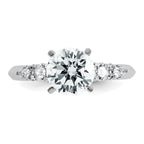 14k White Gold 1 3/4 carat Lab Grown Diamond VS+ F+ Round Complete Engagement Ring