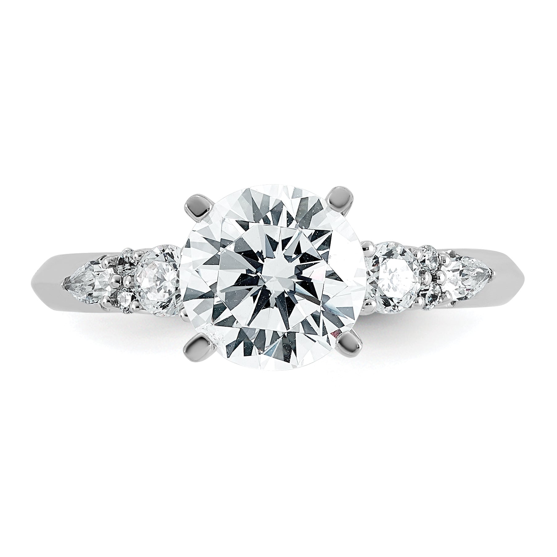 14k White Gold 1 3/4 carat Lab Grown Diamond VS+ F+ Round Complete Engagement Ring