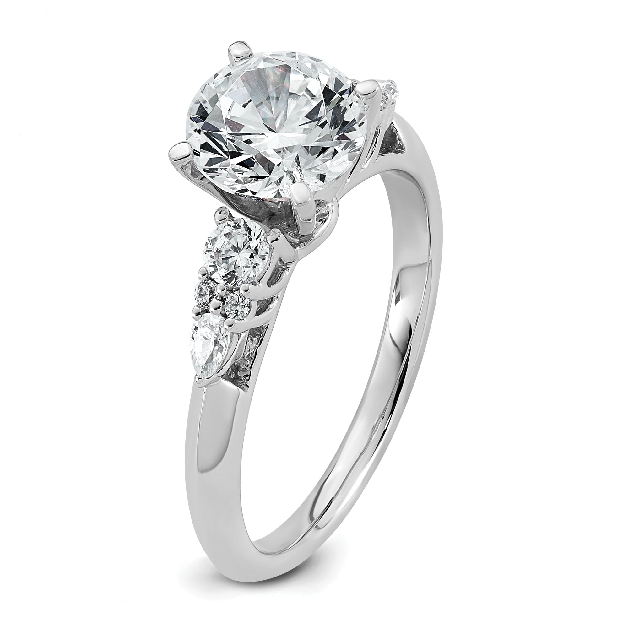 14k White Gold 1 3/4 carat Lab Grown Diamond VS+ F+ Round Complete Engagement Ring