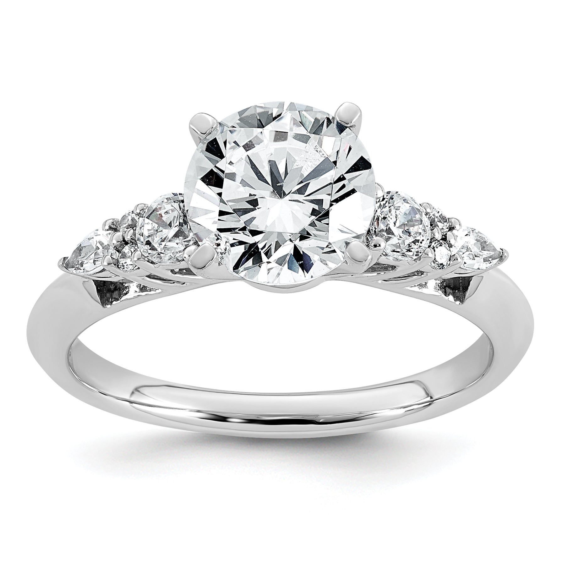 14k White Gold 1 3/4 carat Lab Grown Diamond VS+ F+ Round Complete Engagement Ring