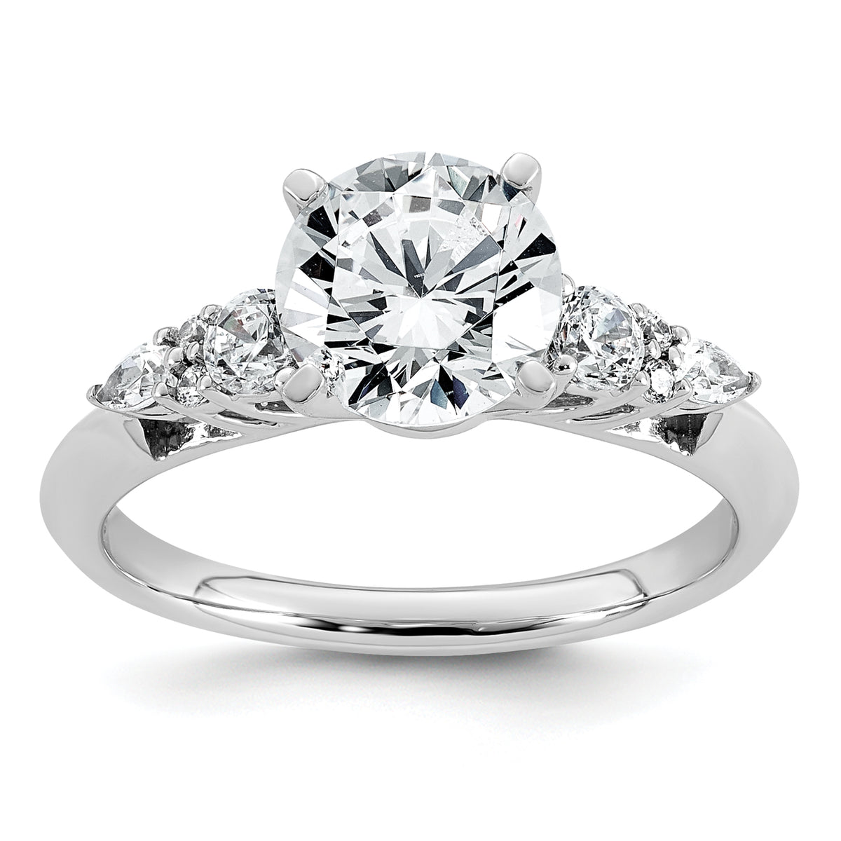 14k White Gold 1 3/4 carat Lab Grown Diamond VS+ F+ Round Complete Engagement Ring