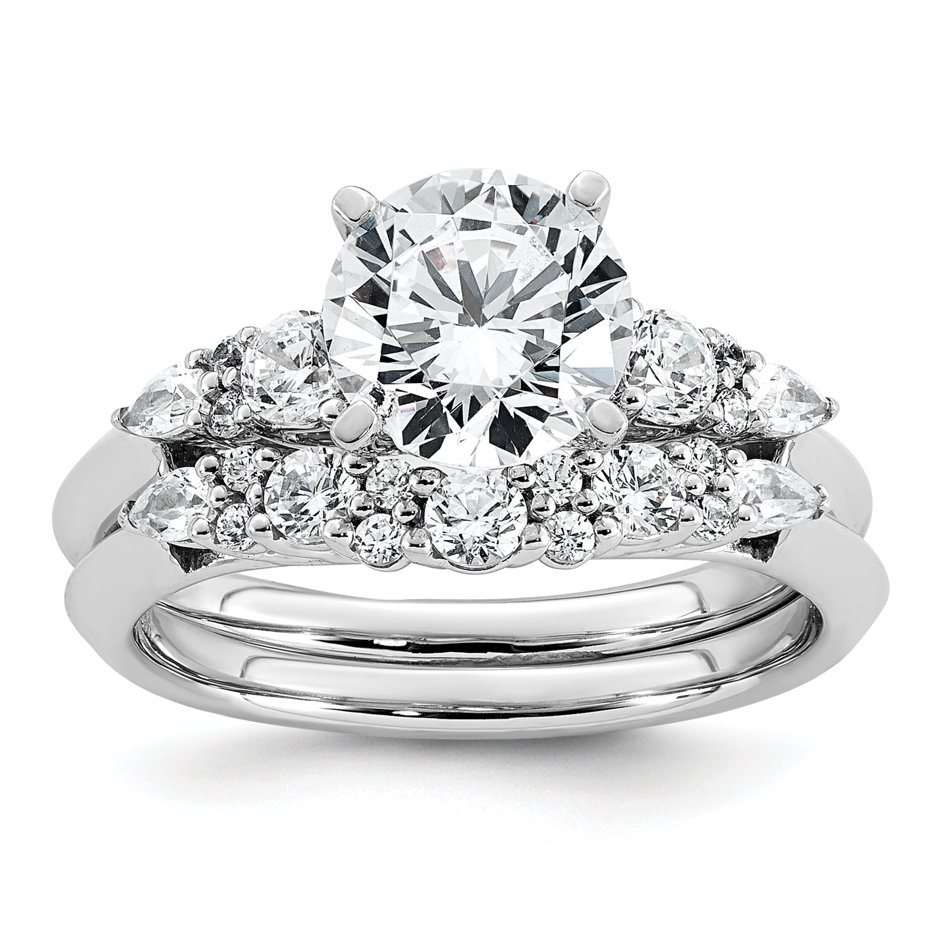 14k White Gold 1 3/4 carat Certified Lab Grown Diamond VS+ F+ Round Complete Engagement Ring