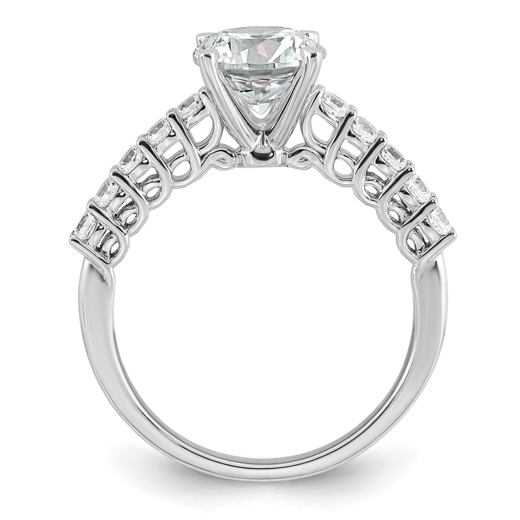 14k White Gold 1 7/8 carat Lab Grown Diamond VS+ F+ Round Complete Engagement Ring
